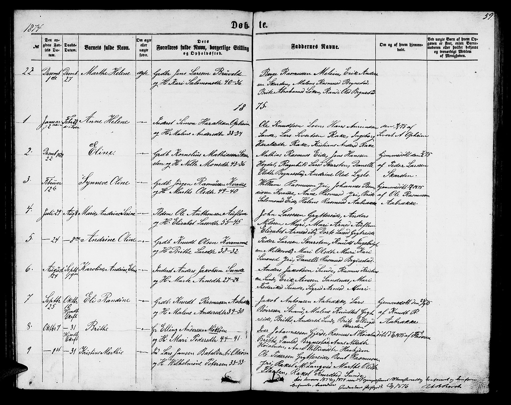 Innvik sokneprestembete, SAB/A-80501: Parish register (copy) no. B 2, 1864-1885, p. 59