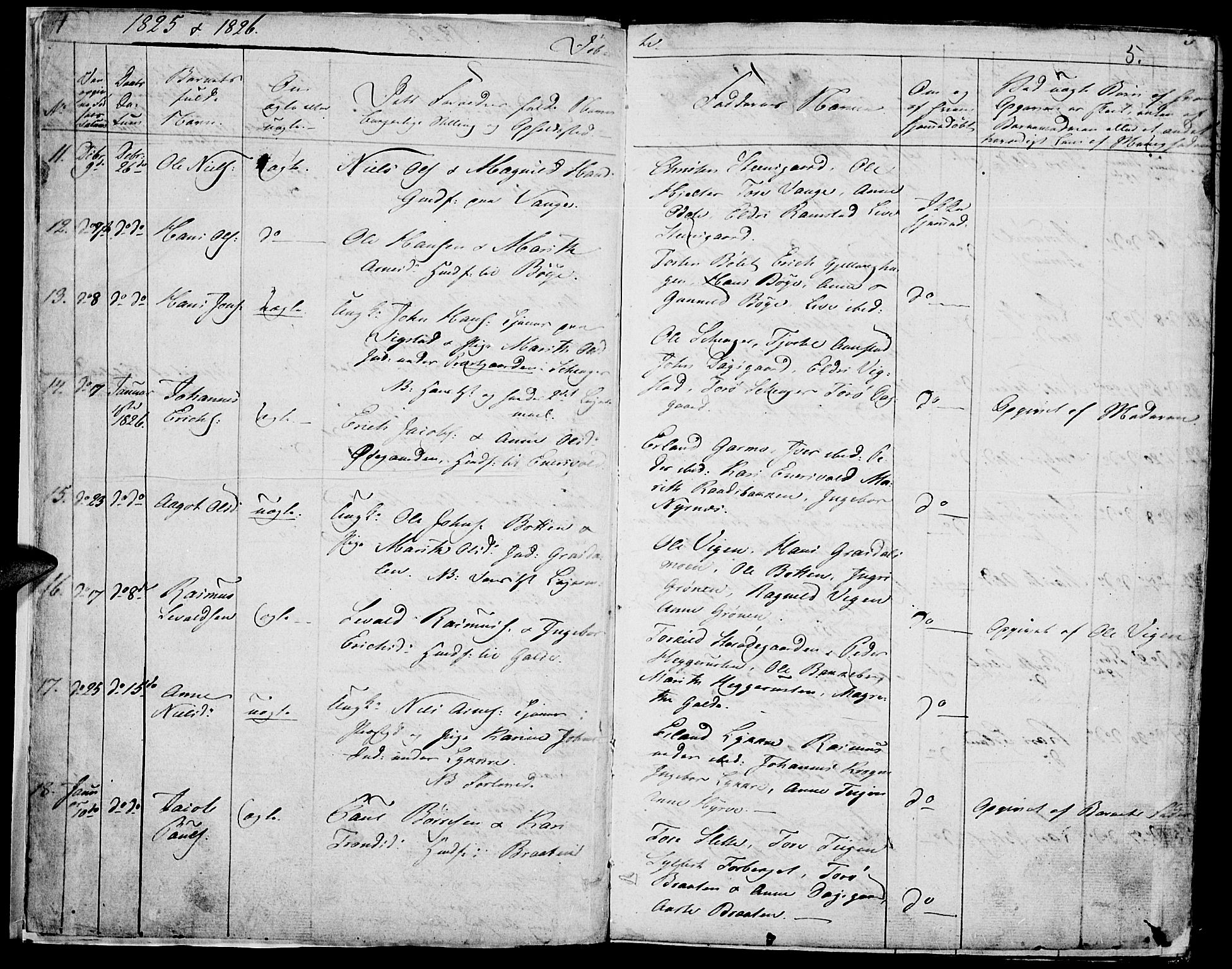 Lom prestekontor, SAH/PREST-070/K/L0005: Parish register (official) no. 5, 1825-1837, p. 4-5