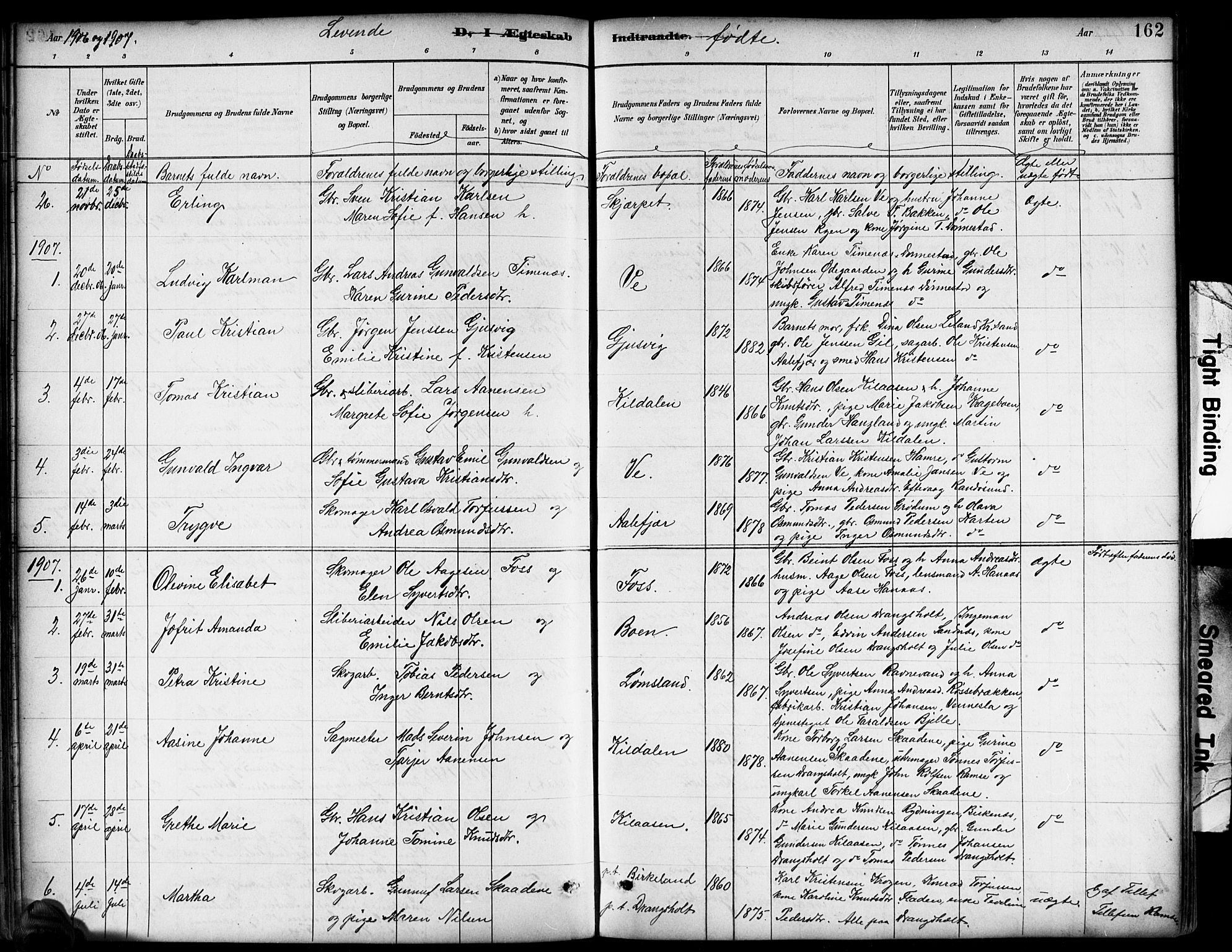Tveit sokneprestkontor, AV/SAK-1111-0043/F/Fb/L0004: Parish register (copy) no. B 4, 1887-1914, p. 162