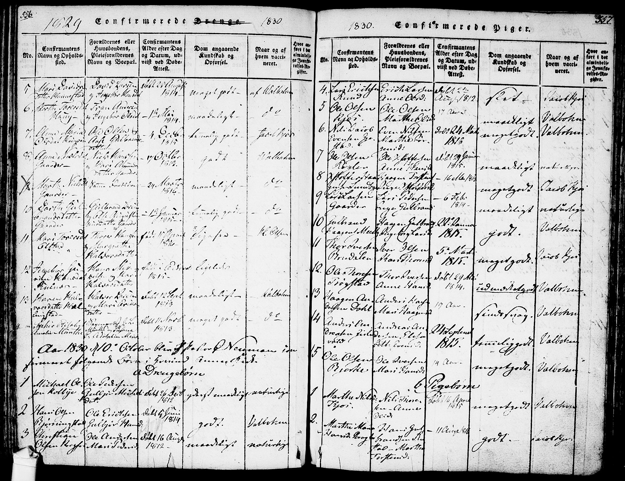 Ullensaker prestekontor Kirkebøker, SAO/A-10236a/F/Fa/L0013: Parish register (official) no. I 13, 1815-1835, p. 556-557