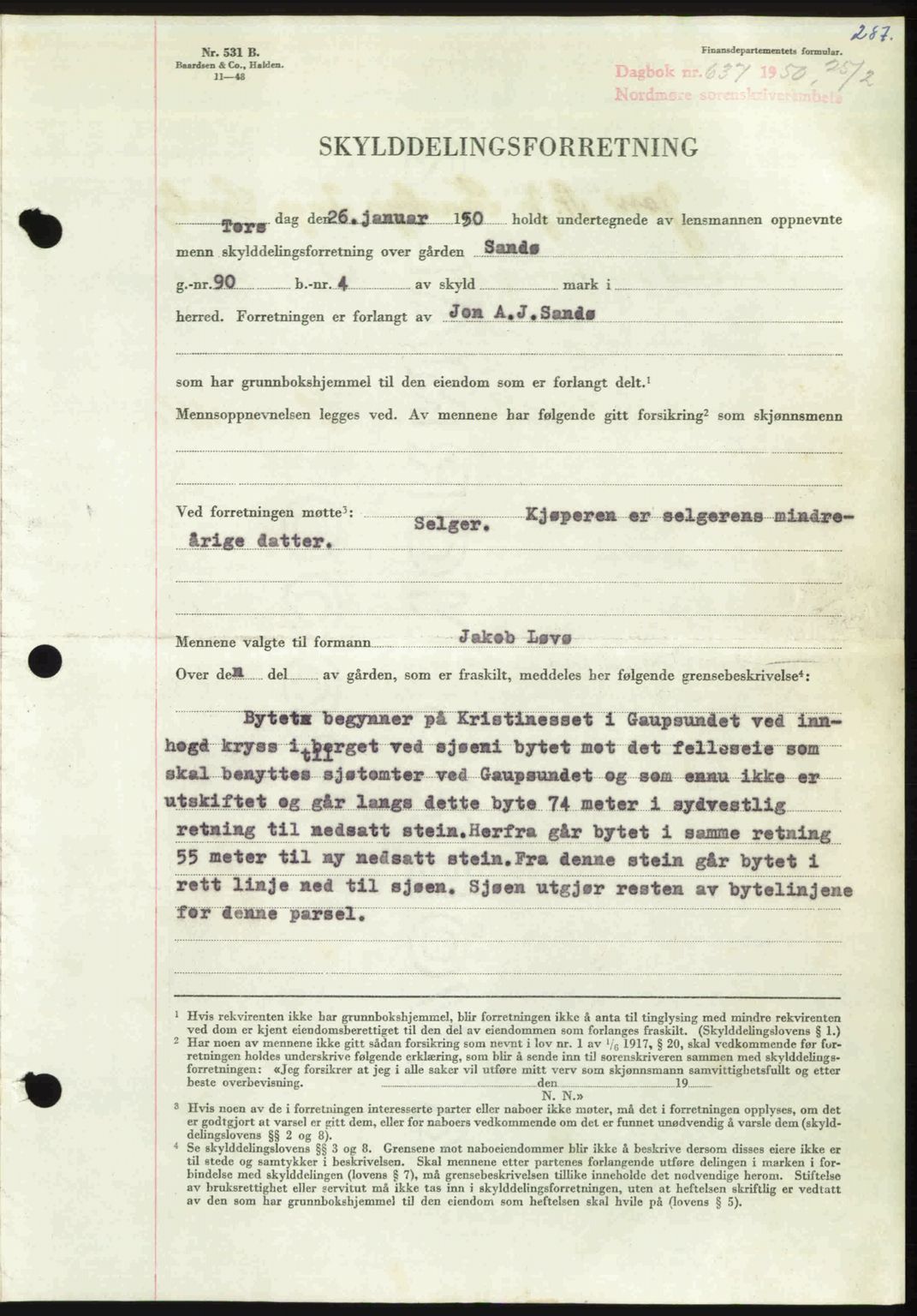 Nordmøre sorenskriveri, AV/SAT-A-4132/1/2/2Ca: Mortgage book no. A114, 1950-1950, Diary no: : 637/1950