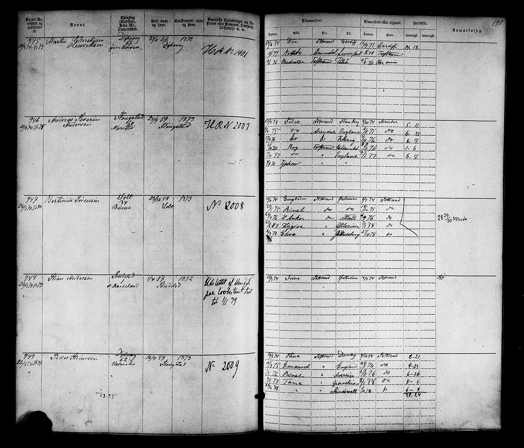 Tvedestrand mønstringskrets, SAK/2031-0011/F/Fa/L0003: Annotasjonsrulle nr 1-1905 med register, U-25, 1866-1886, p. 213