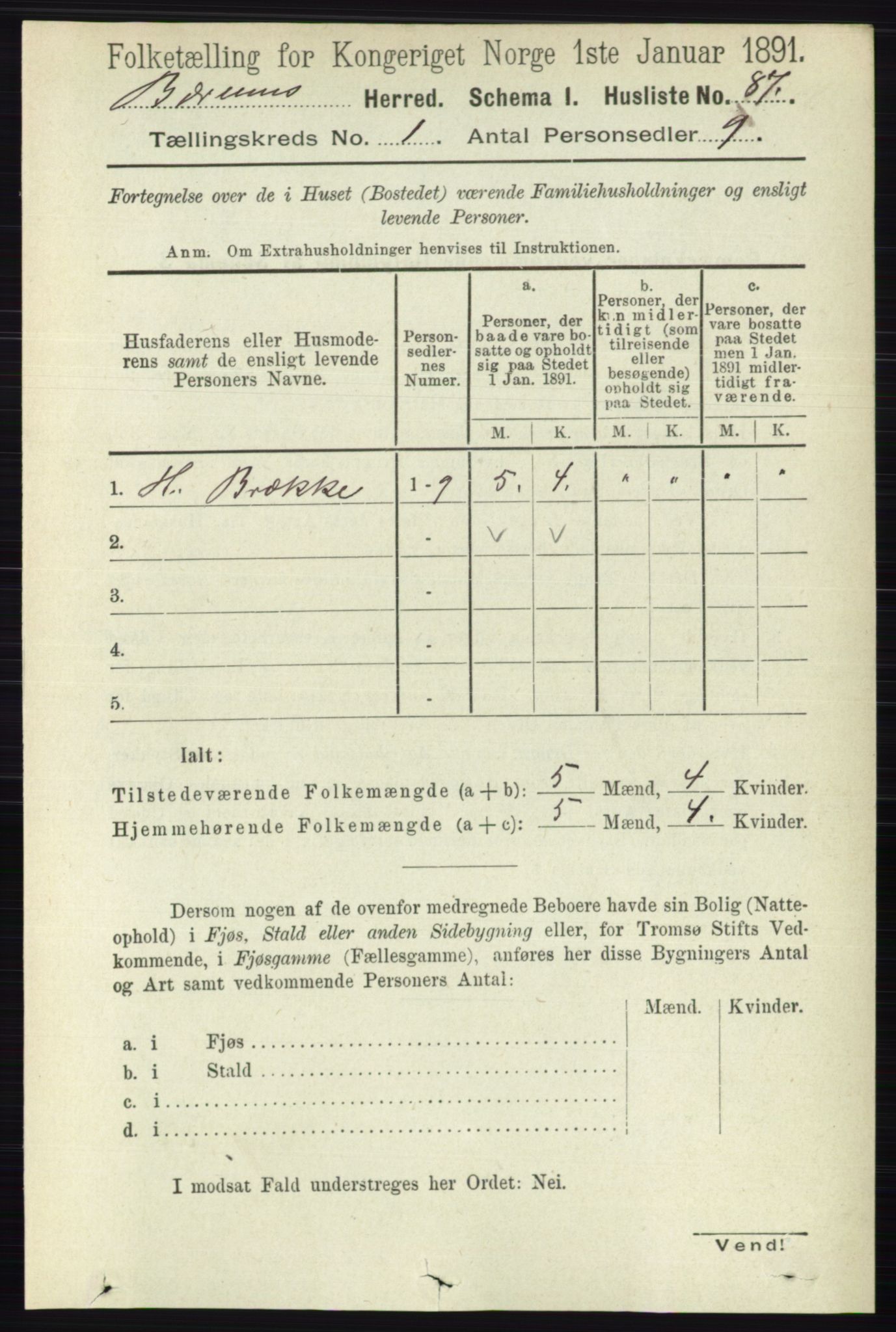 RA, 1891 census for 0219 Bærum, 1891, p. 139