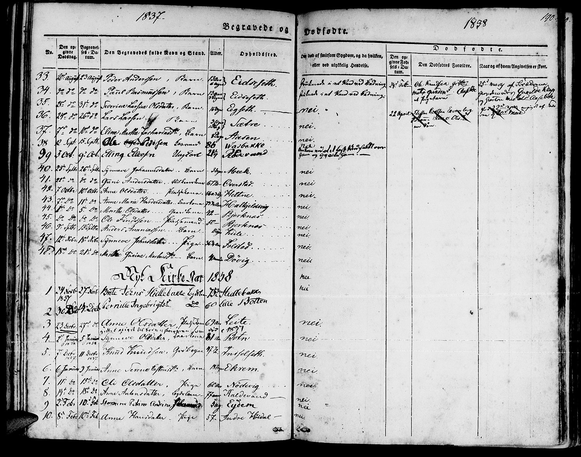 Ministerialprotokoller, klokkerbøker og fødselsregistre - Møre og Romsdal, AV/SAT-A-1454/511/L0139: Parish register (official) no. 511A06, 1831-1850, p. 190