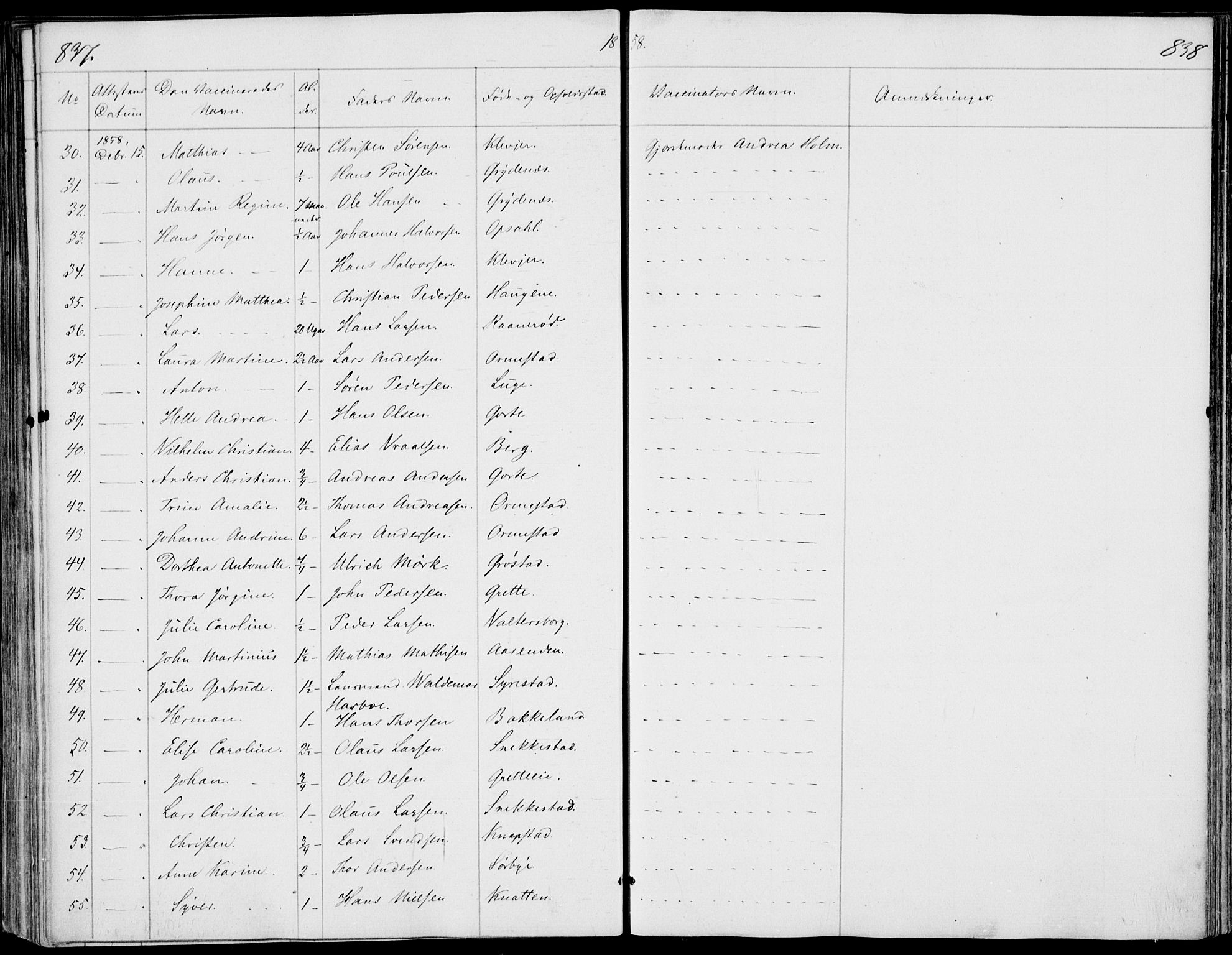 Våle kirkebøker, SAKO/A-334/F/Fa/L0009b: Parish register (official) no. I 9B, 1841-1860, p. 837-838
