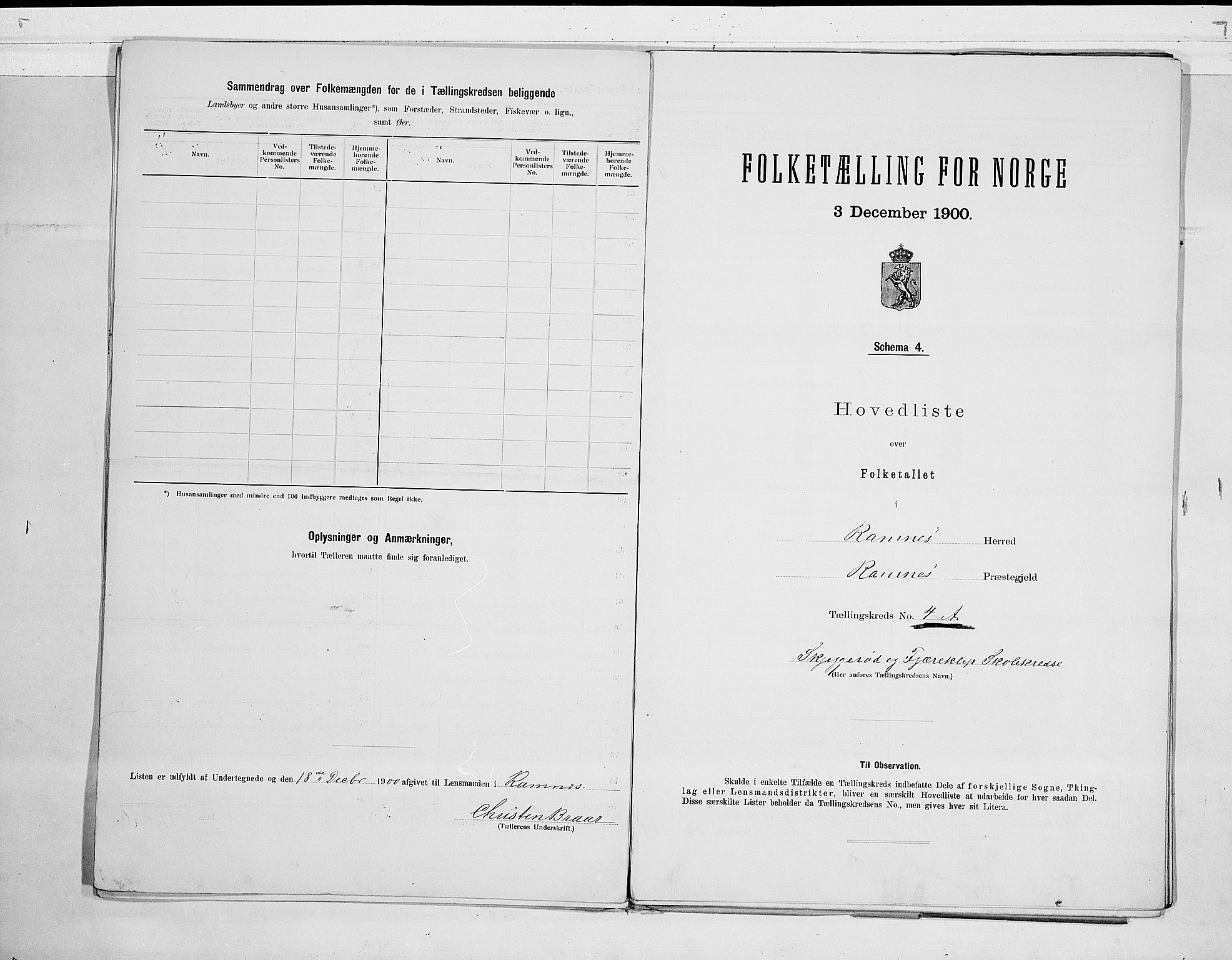 RA, 1900 census for Ramnes, 1900, p. 8