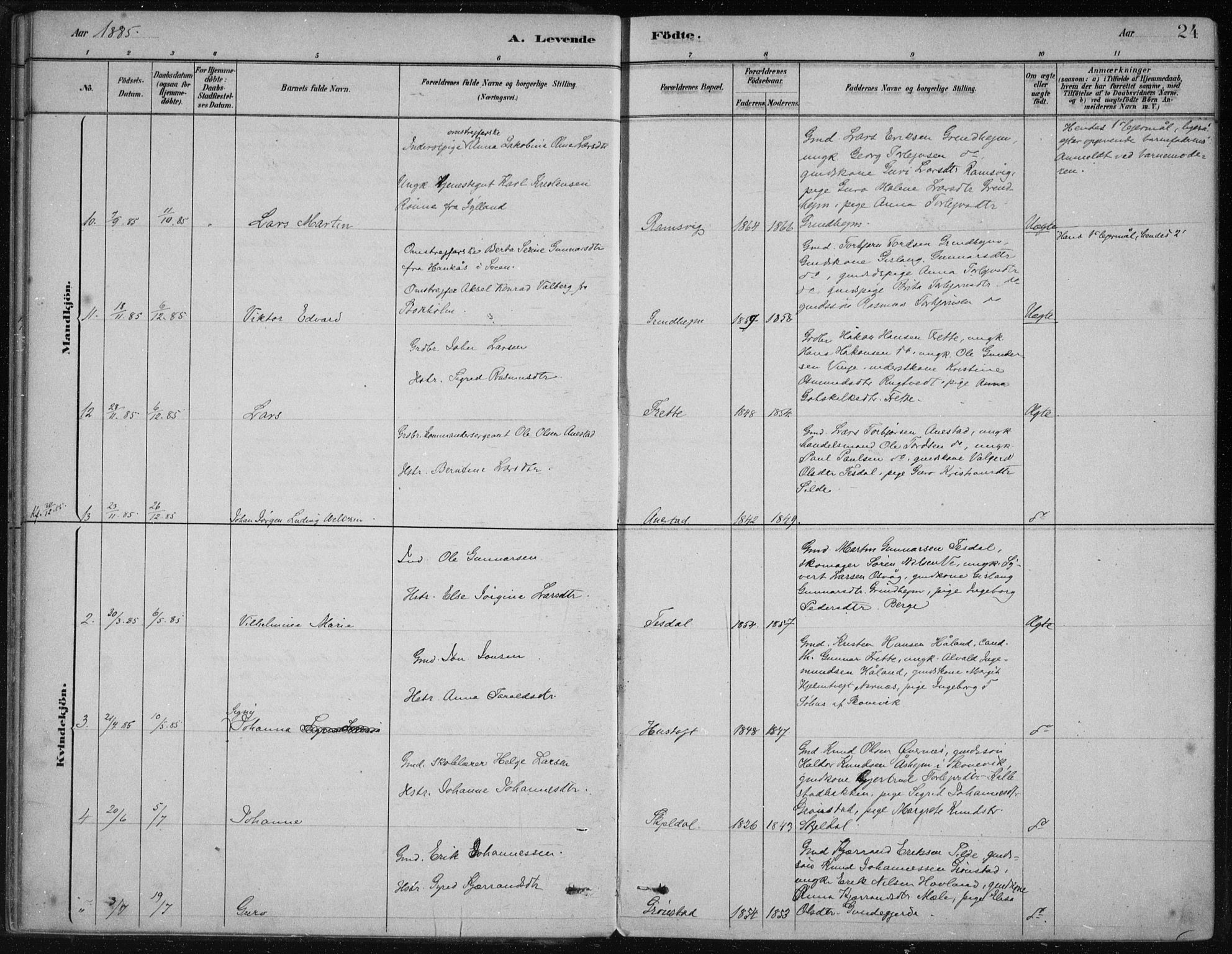 Etne sokneprestembete, SAB/A-75001/H/Haa: Parish register (official) no. D  1, 1879-1919, p. 24