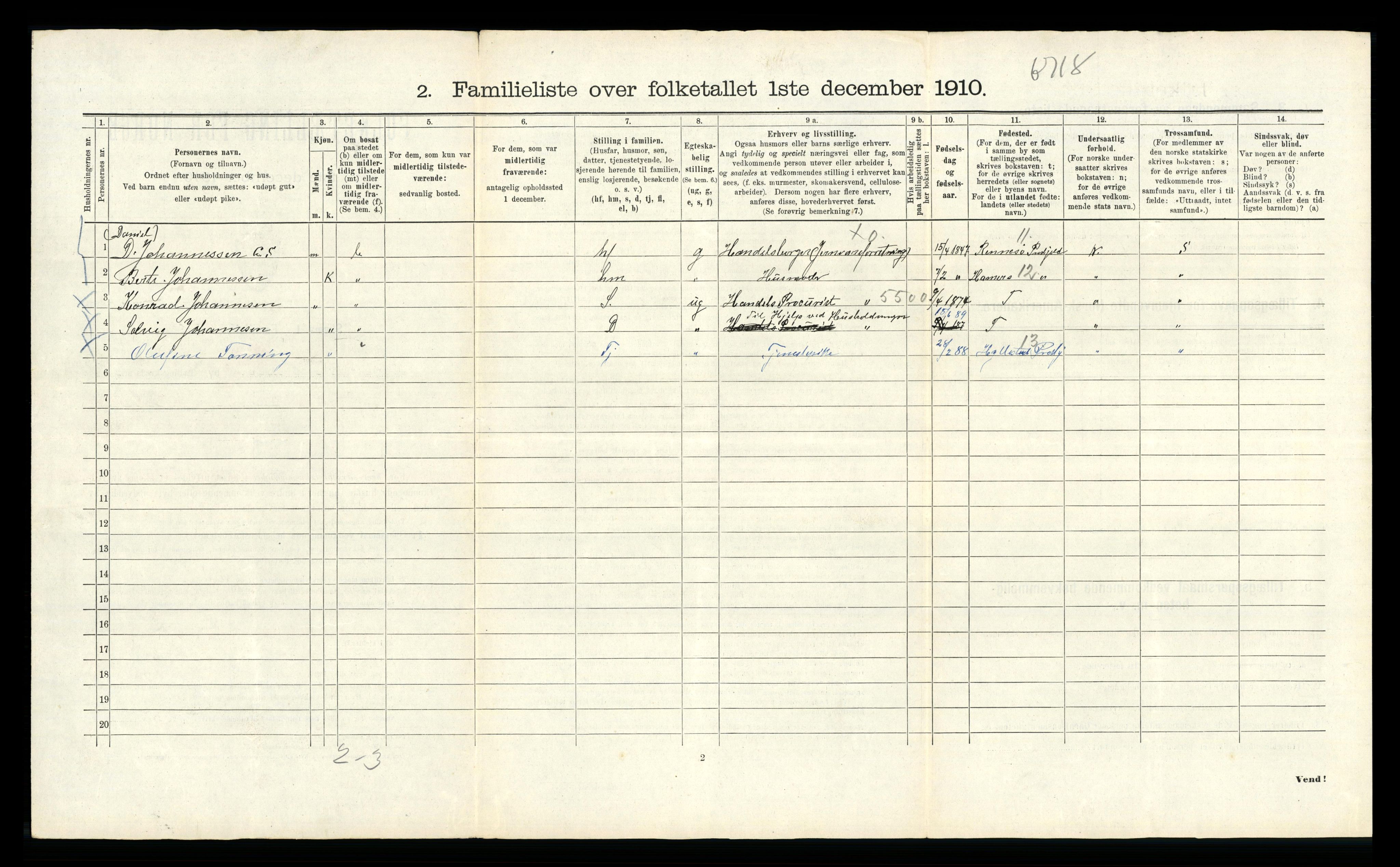 RA, 1910 census for Bergen, 1910, p. 35012