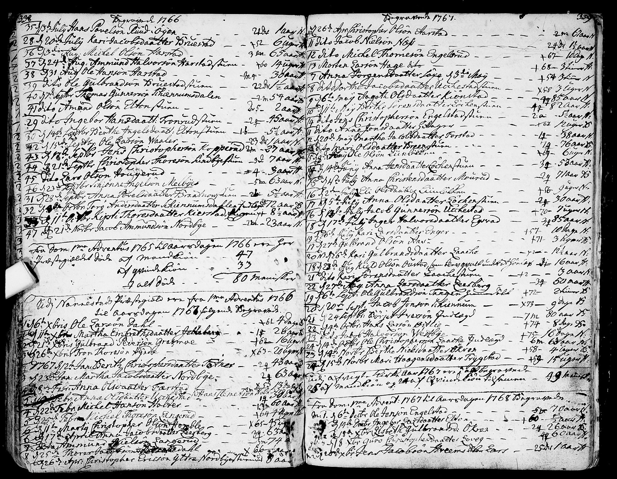 Nannestad prestekontor Kirkebøker, SAO/A-10414a/F/Fa/L0007: Parish register (official) no. I 7, 1754-1791, p. 338-339