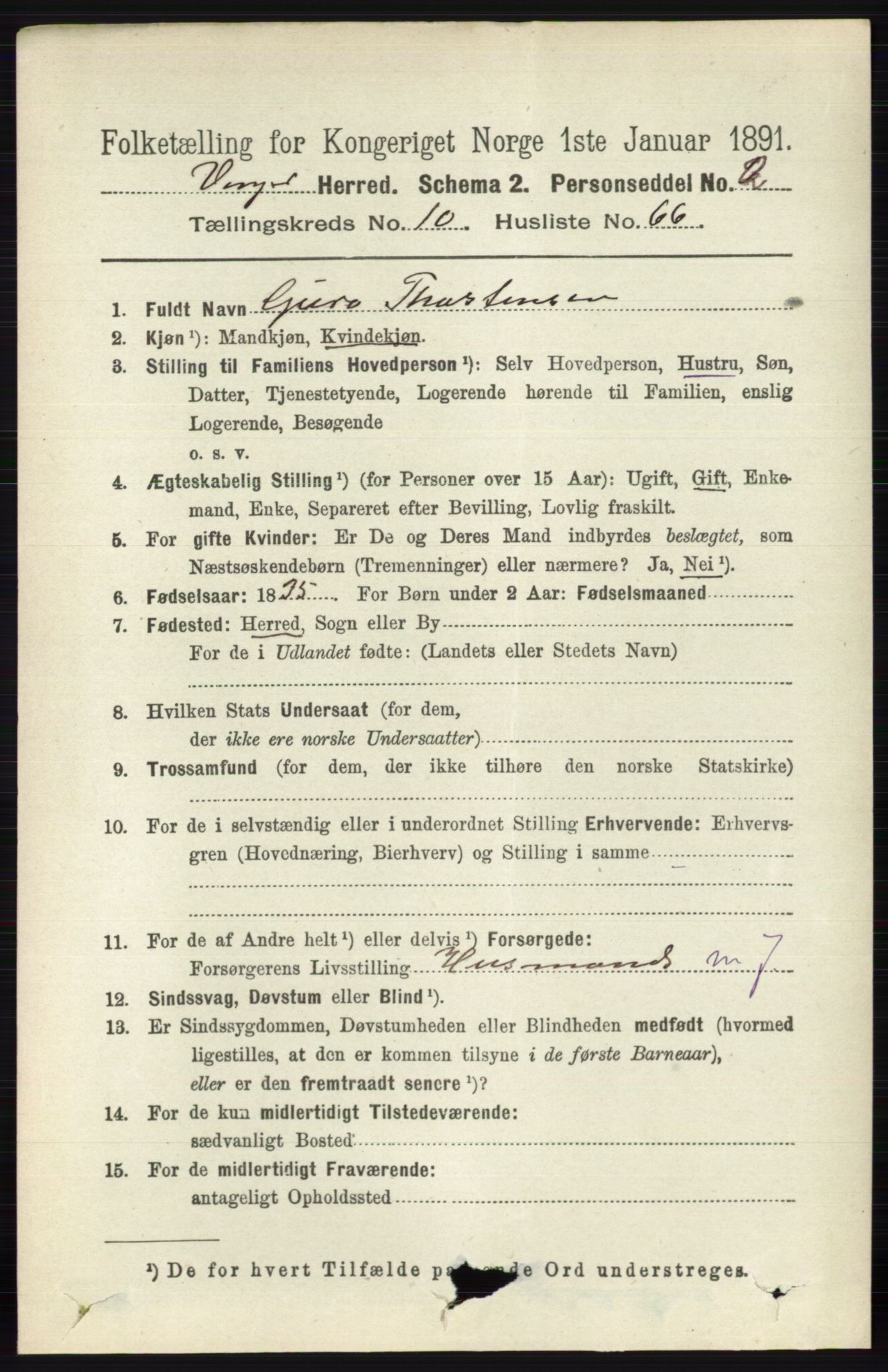 RA, 1891 census for 0421 Vinger, 1891, p. 5279