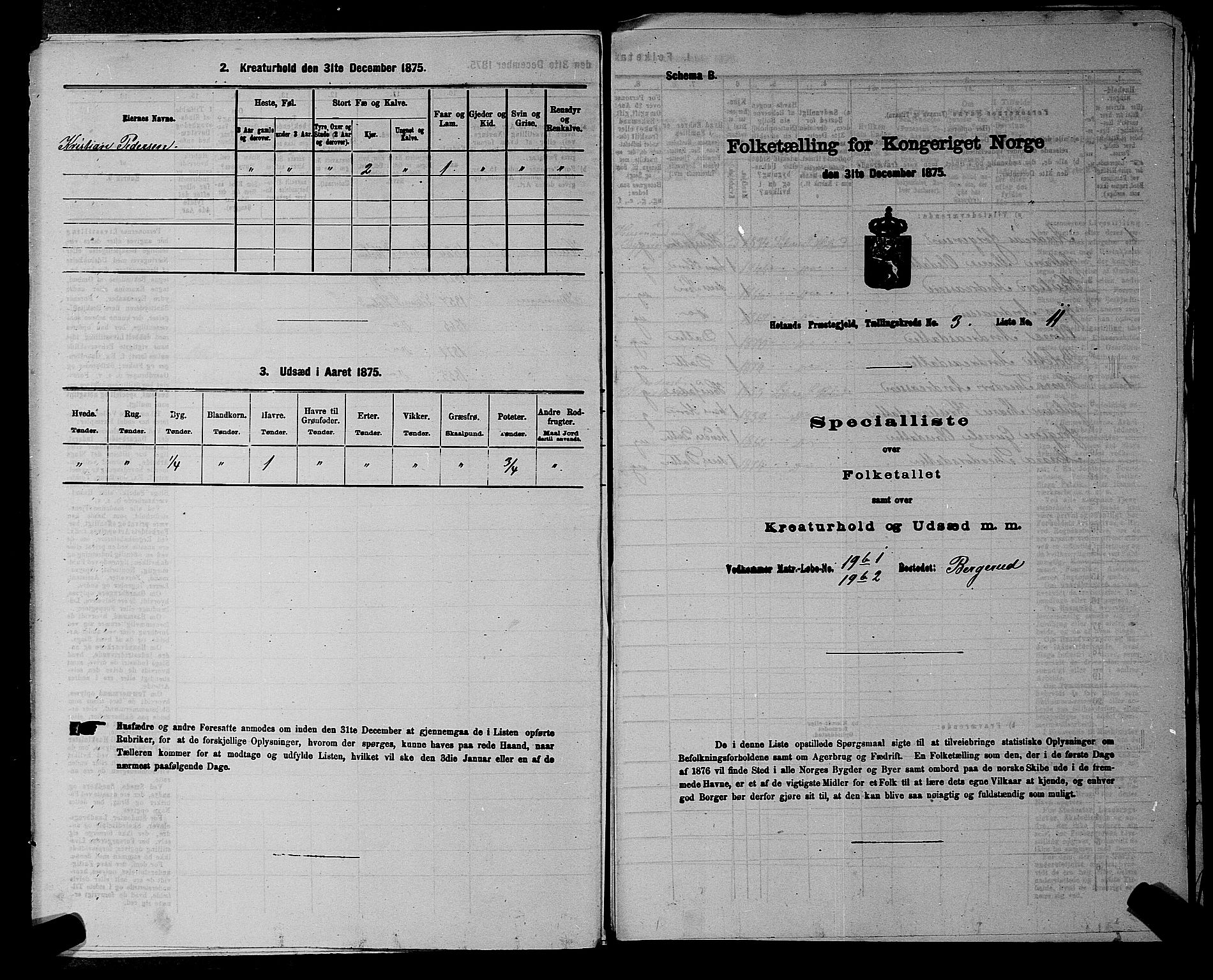 RA, 1875 census for 0221P Høland, 1875, p. 450