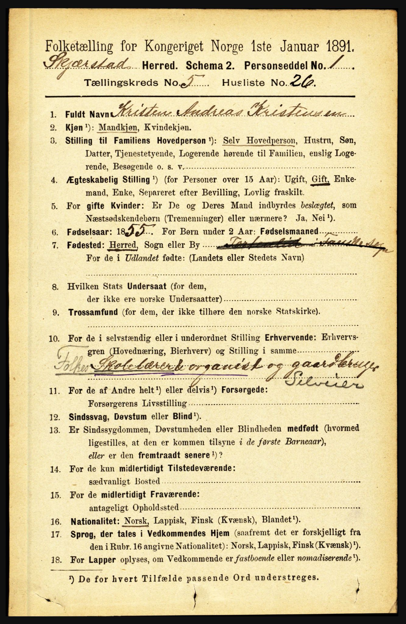 RA, 1891 census for 1842 Skjerstad, 1891, p. 1608