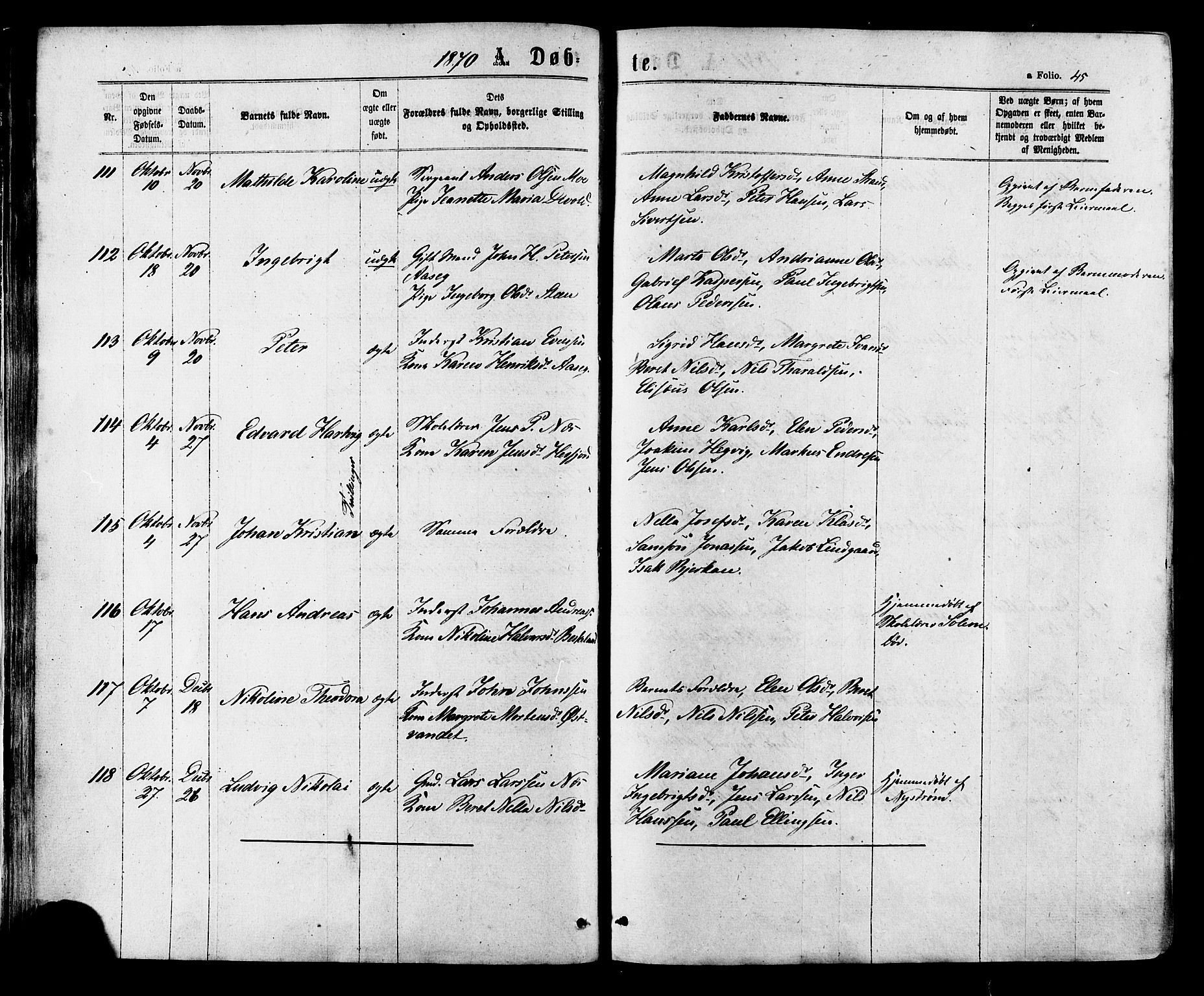 Ministerialprotokoller, klokkerbøker og fødselsregistre - Sør-Trøndelag, SAT/A-1456/657/L0706: Parish register (official) no. 657A07, 1867-1878, p. 45