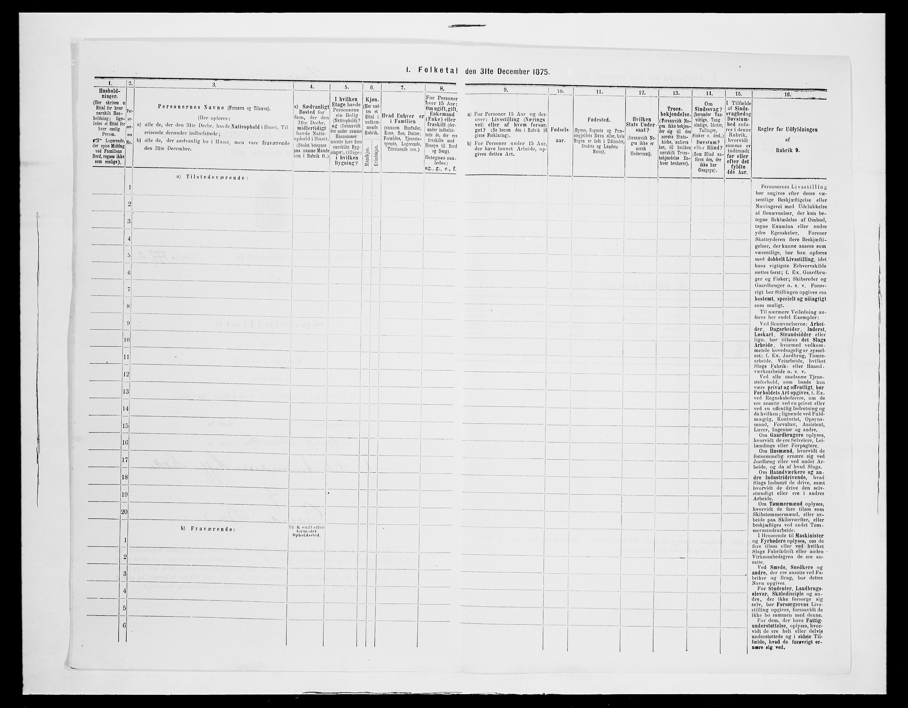 SAH, 1875 census for 0501B Fåberg/Lillehammer, 1875, p. 9