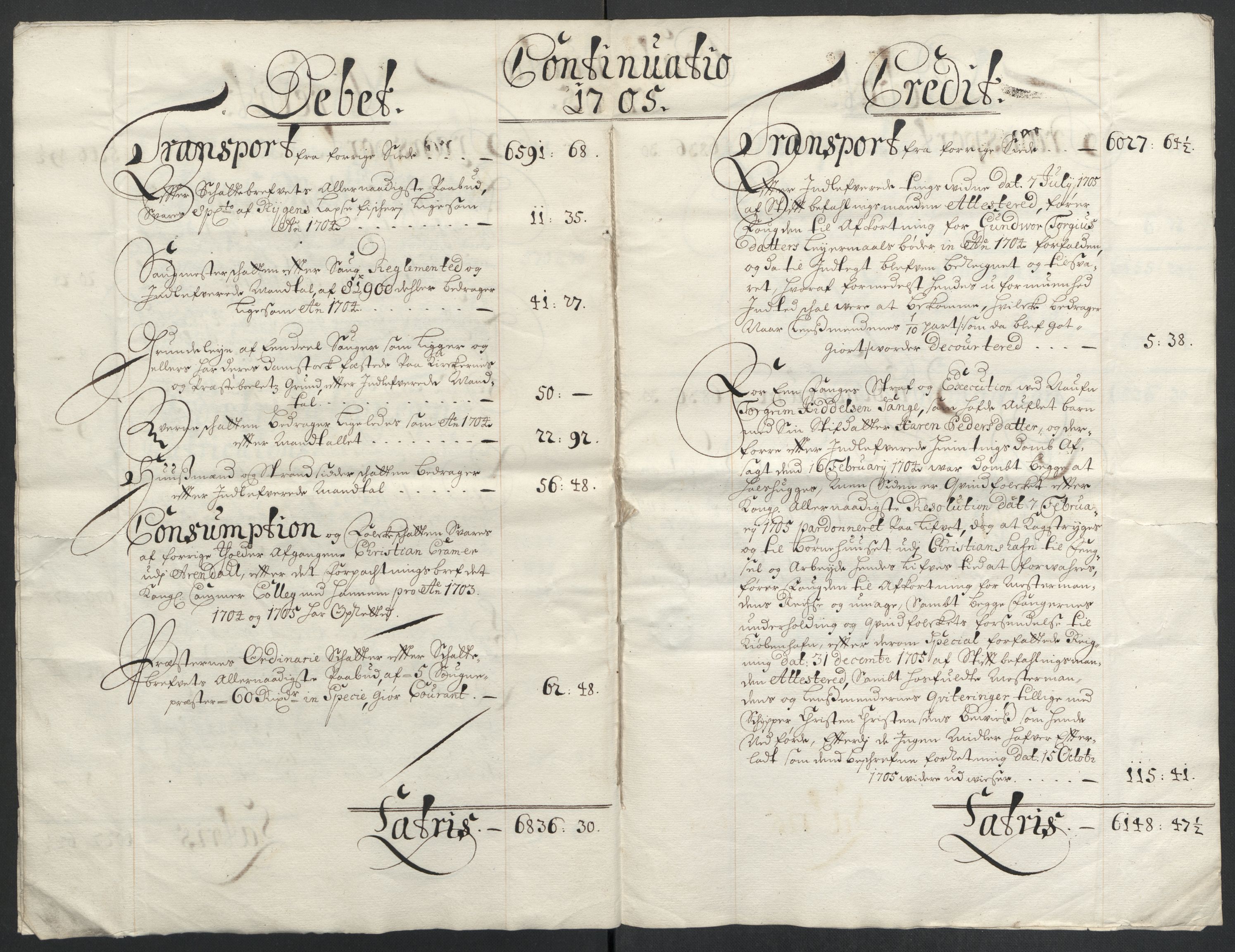 Rentekammeret inntil 1814, Reviderte regnskaper, Fogderegnskap, AV/RA-EA-4092/R39/L2317: Fogderegnskap Nedenes, 1704-1705, p. 147