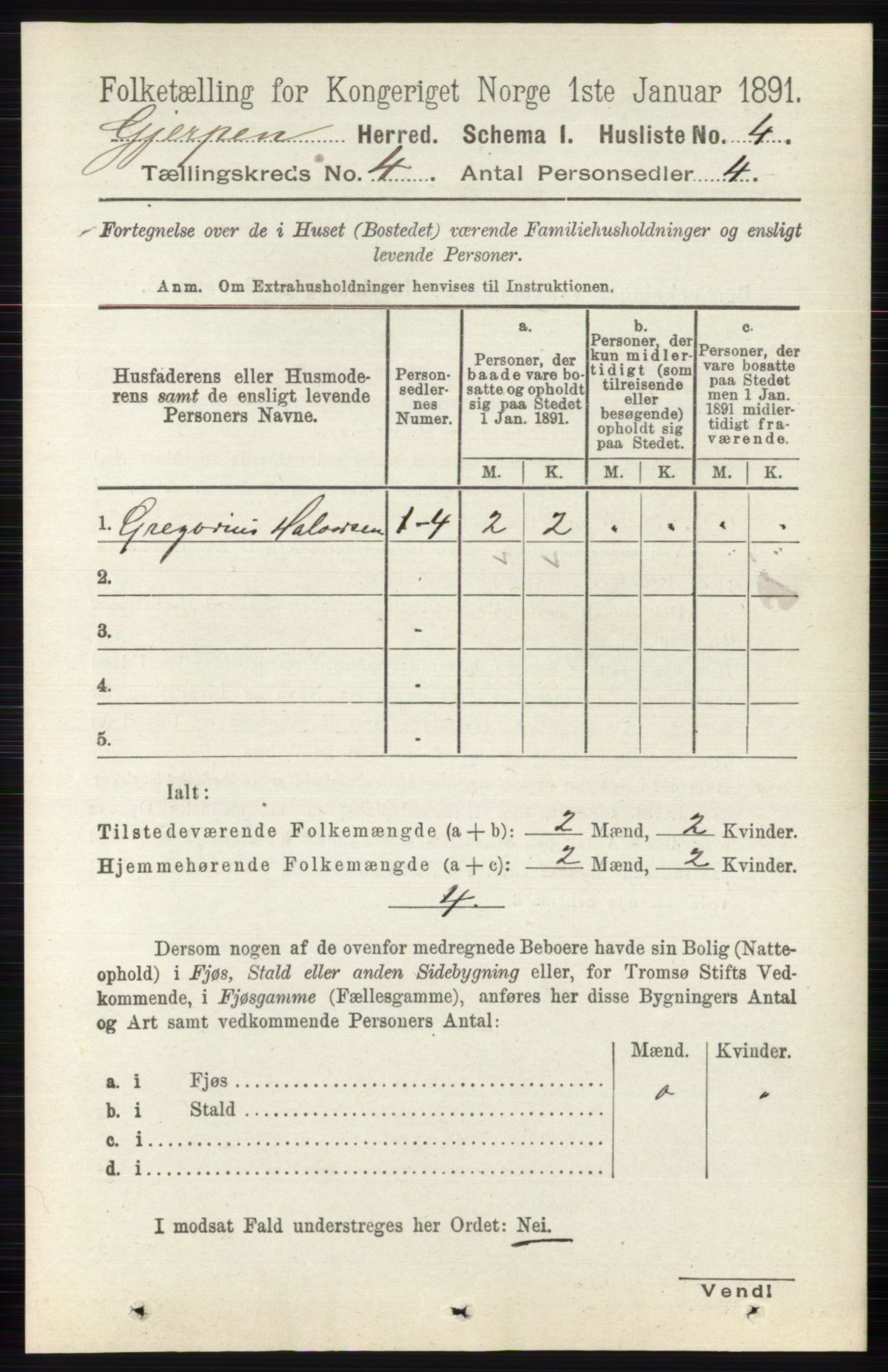 RA, 1891 census for 0812 Gjerpen, 1891, p. 1865