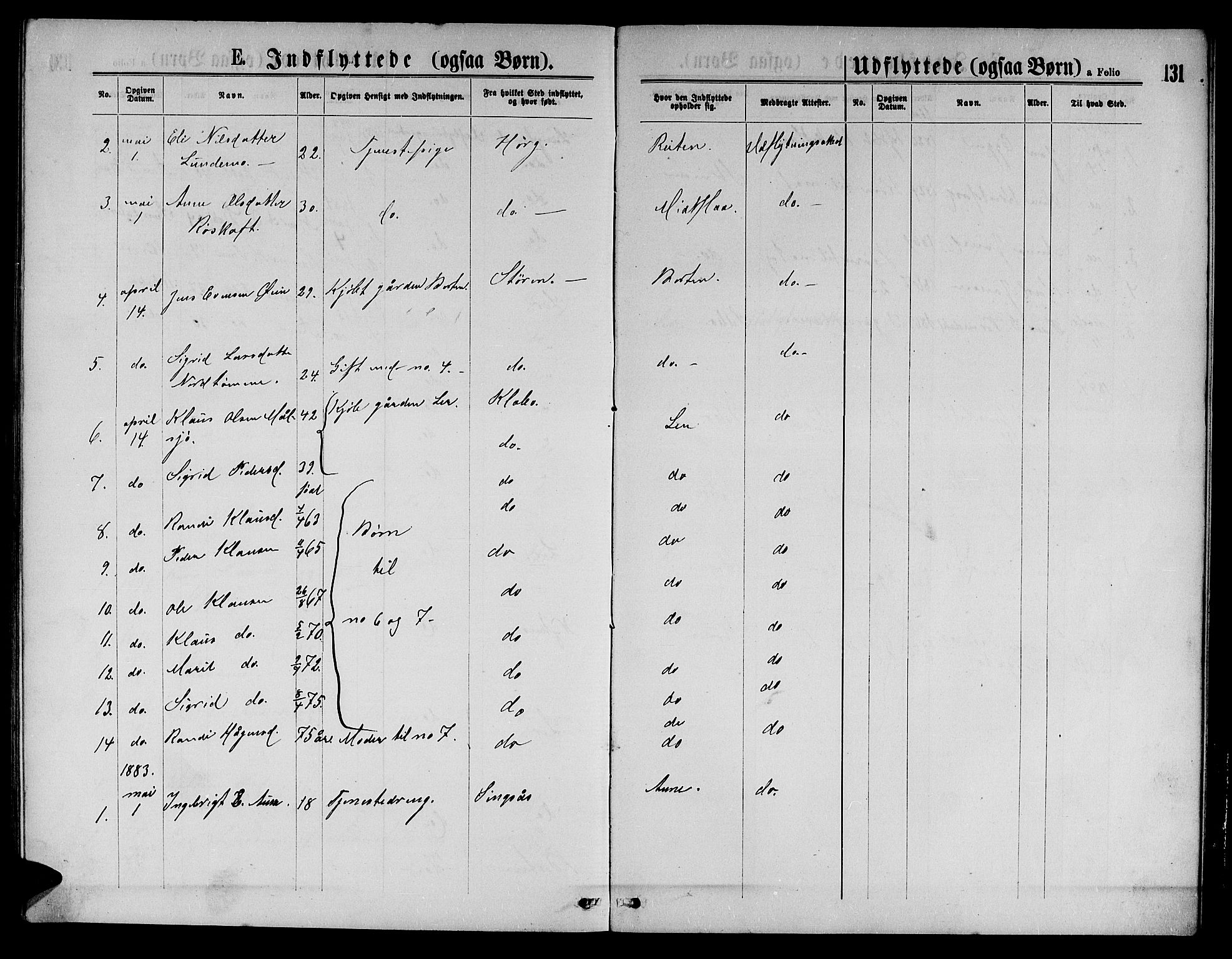 Ministerialprotokoller, klokkerbøker og fødselsregistre - Sør-Trøndelag, SAT/A-1456/693/L1122: Parish register (copy) no. 693C03, 1870-1886, p. 131
