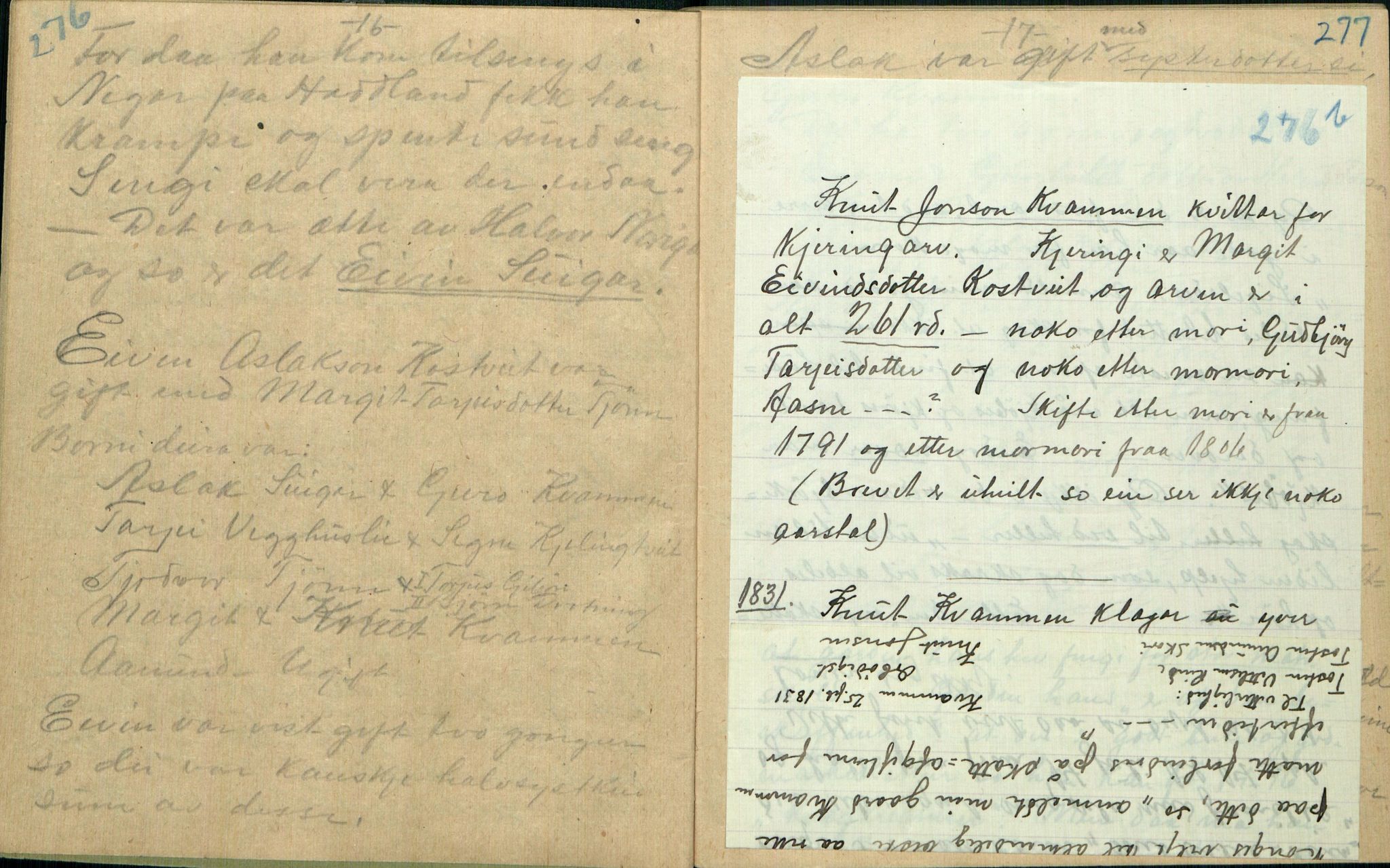 Rikard Berge, TEMU/TGM-A-1003/F/L0005/0002: 160-200 / 161 Oppskrifter av Rikard Berge, Aanund Olsnes m.fl. , 1905-1929, p. 276-276b