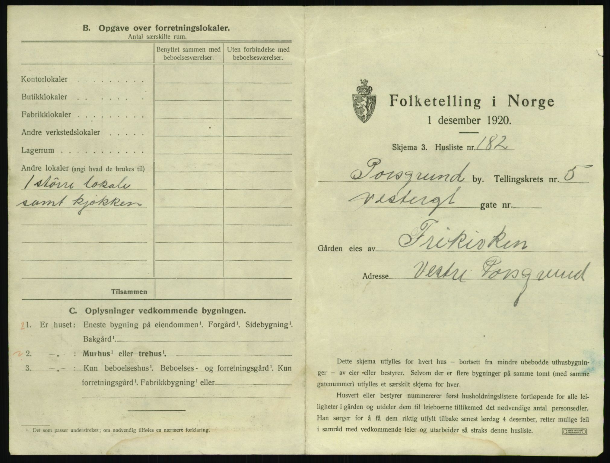 SAKO, 1920 census for Porsgrunn, 1920, p. 2937