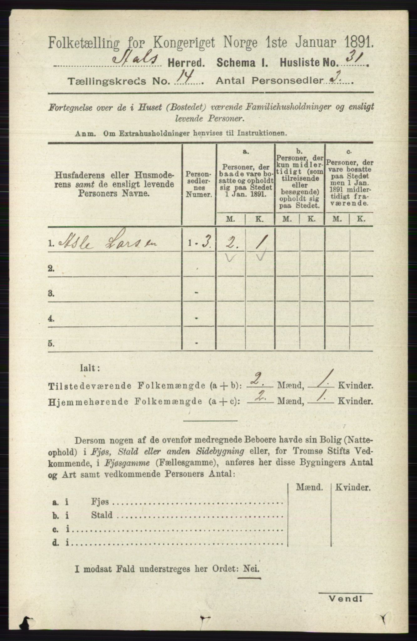 RA, 1891 census for 0619 Ål, 1891, p. 3538