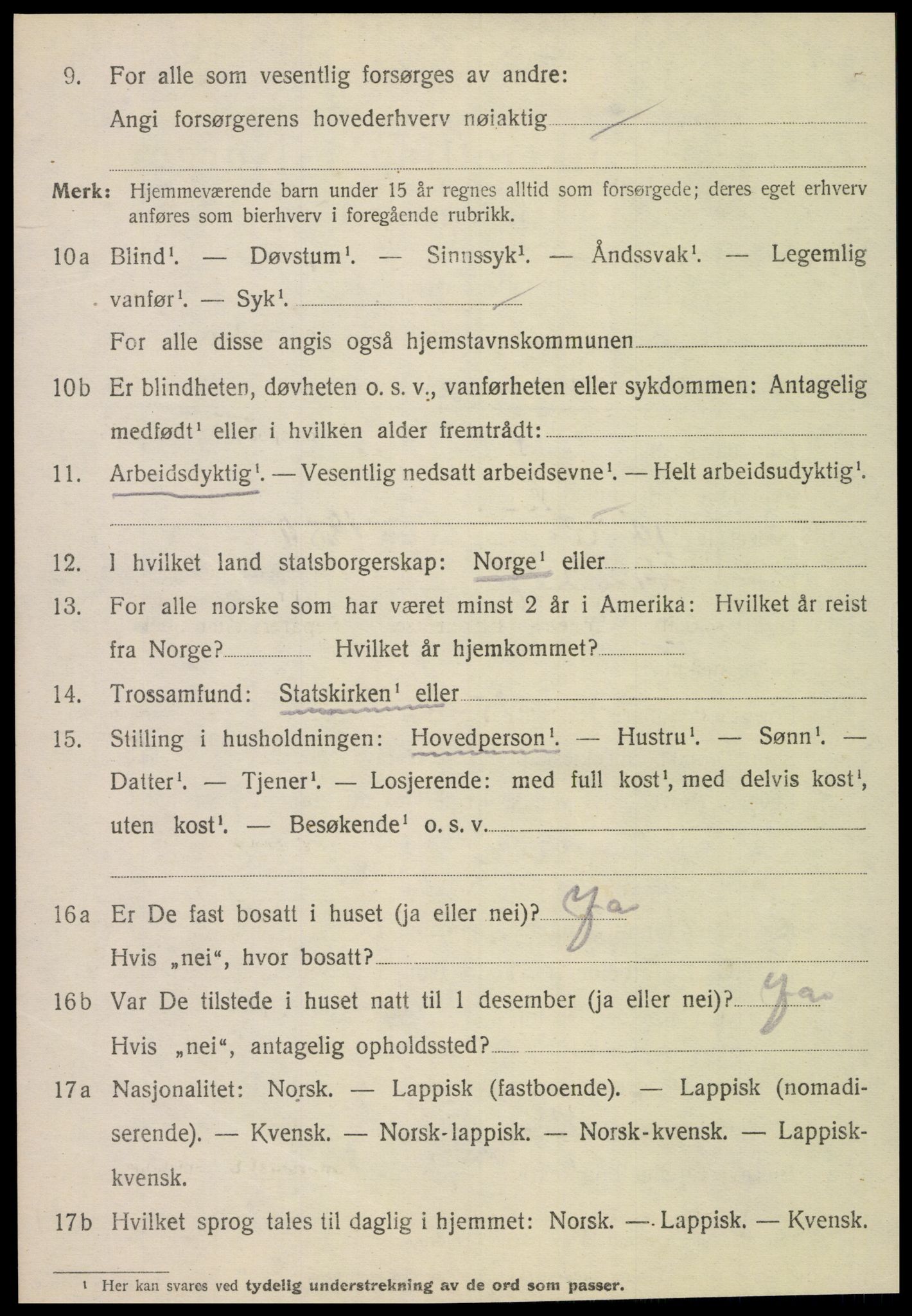 SAT, 1920 census for Fosnes, 1920, p. 660