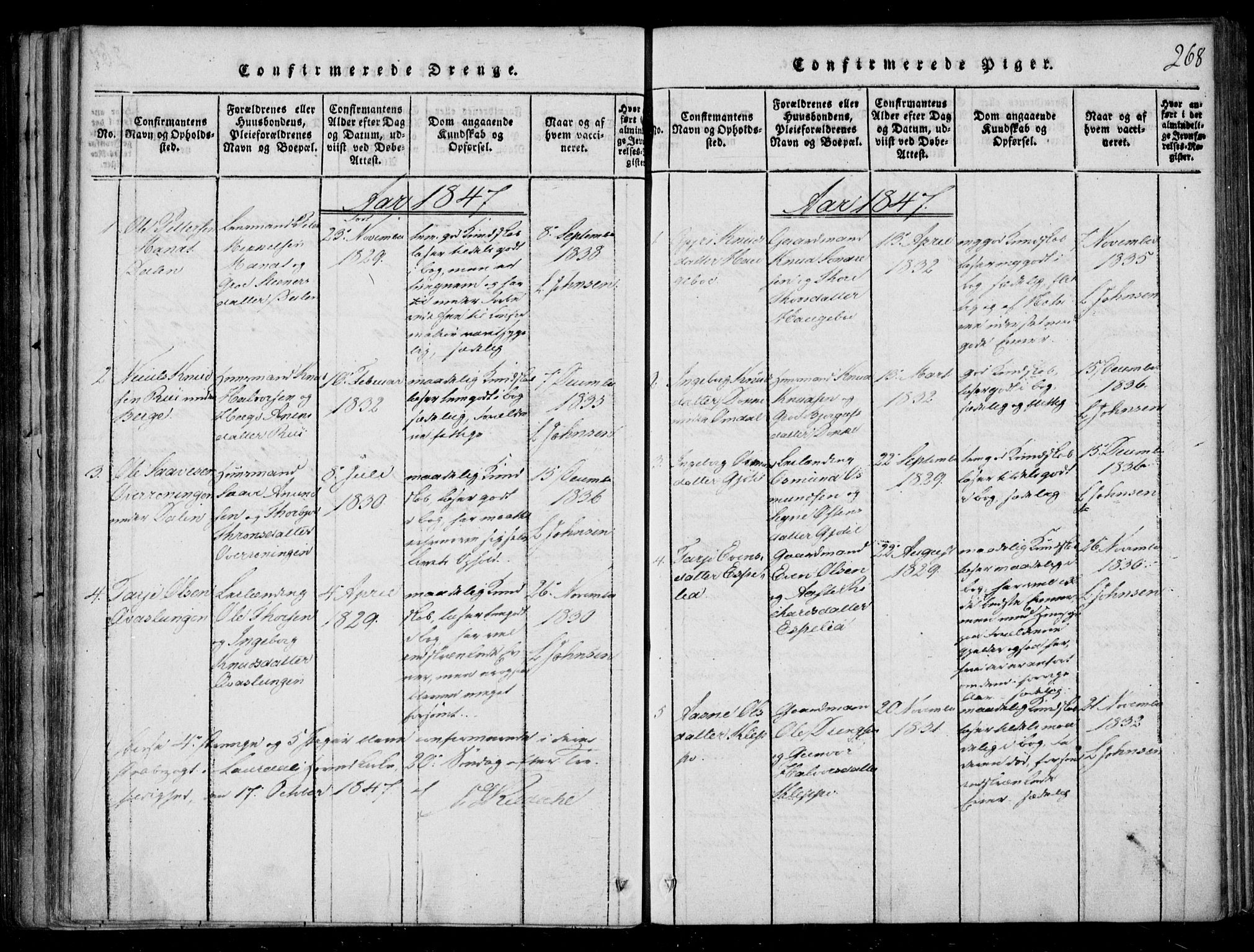 Lårdal kirkebøker, SAKO/A-284/F/Fb/L0001: Parish register (official) no. II 1, 1815-1860, p. 268