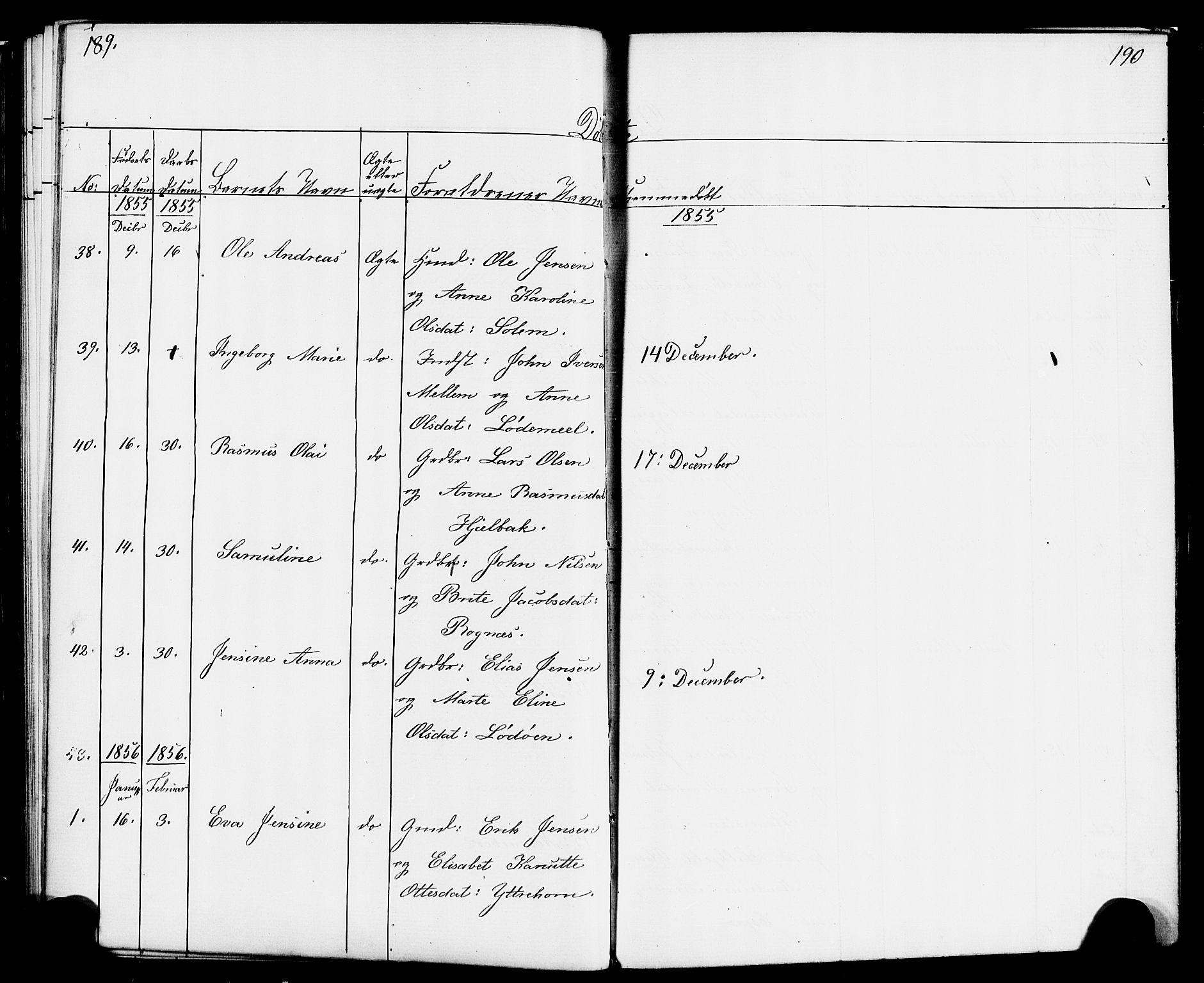 Hornindal sokneprestembete, SAB/A-82401/H/Haa/Haaa/L0001: Parish register (official) no. A 1, 1837-1866, p. 190-191