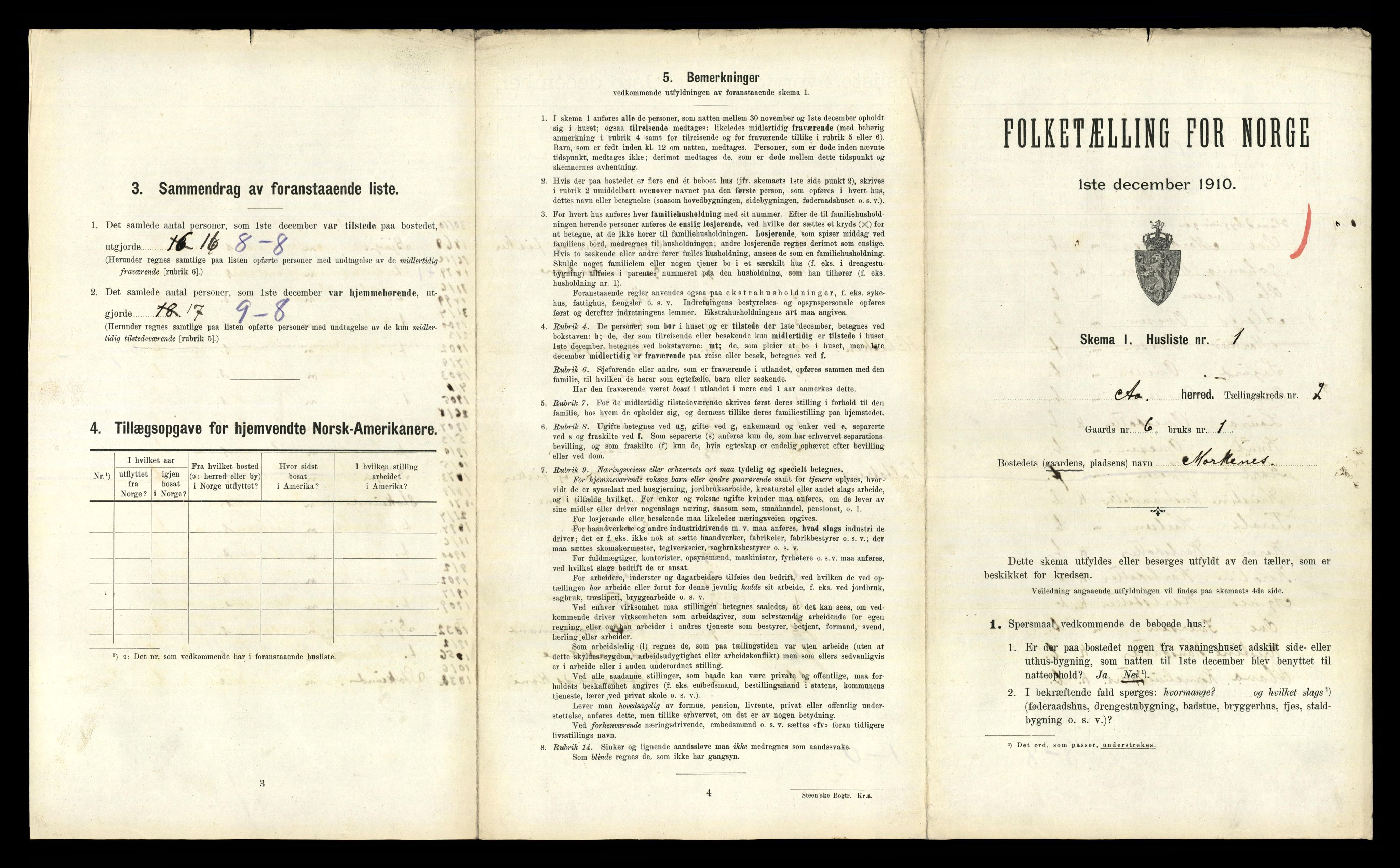 RA, 1910 census for Aa, 1910, p. 134