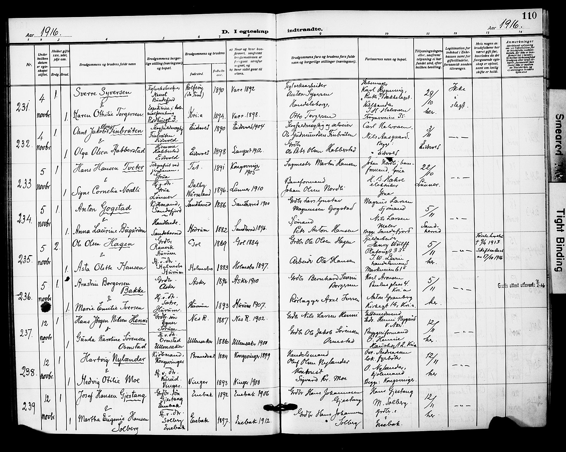Oslo domkirke Kirkebøker, AV/SAO-A-10752/F/Fa/L0034: Parish register (official) no. 34, 1913-1921, p. 110