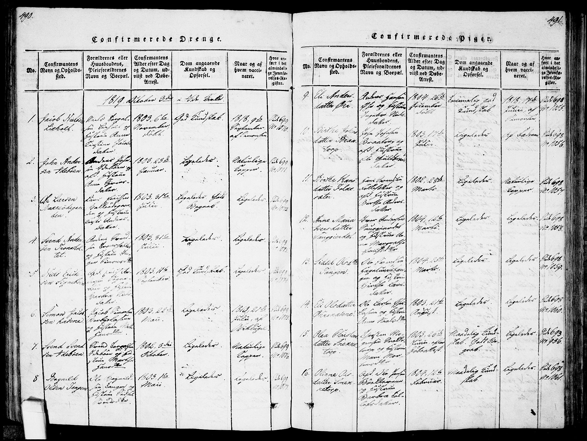 Idd prestekontor Kirkebøker, AV/SAO-A-10911/F/Fc/L0002: Parish register (official) no. III 2, 1815-1831, p. 490-491