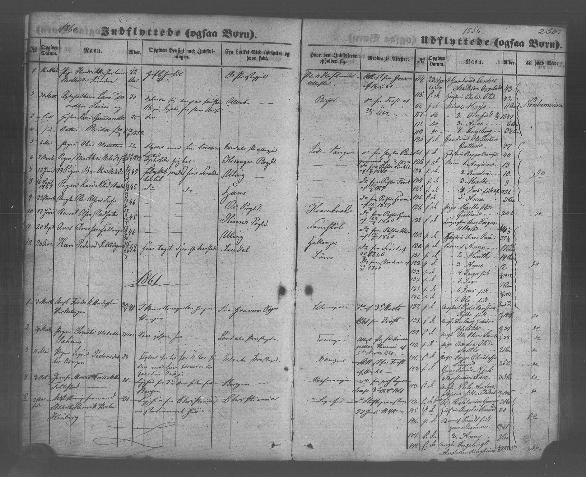 Voss sokneprestembete, SAB/A-79001/H/Haa: Parish register (official) no. A 20, 1855-1886, p. 250
