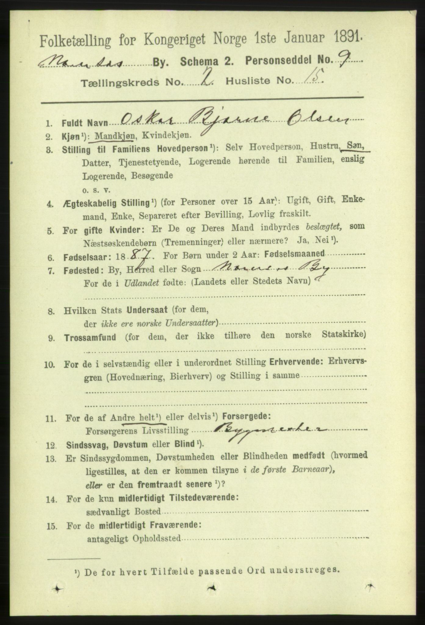 RA, 1891 census for 1703 Namsos, 1891, p. 677