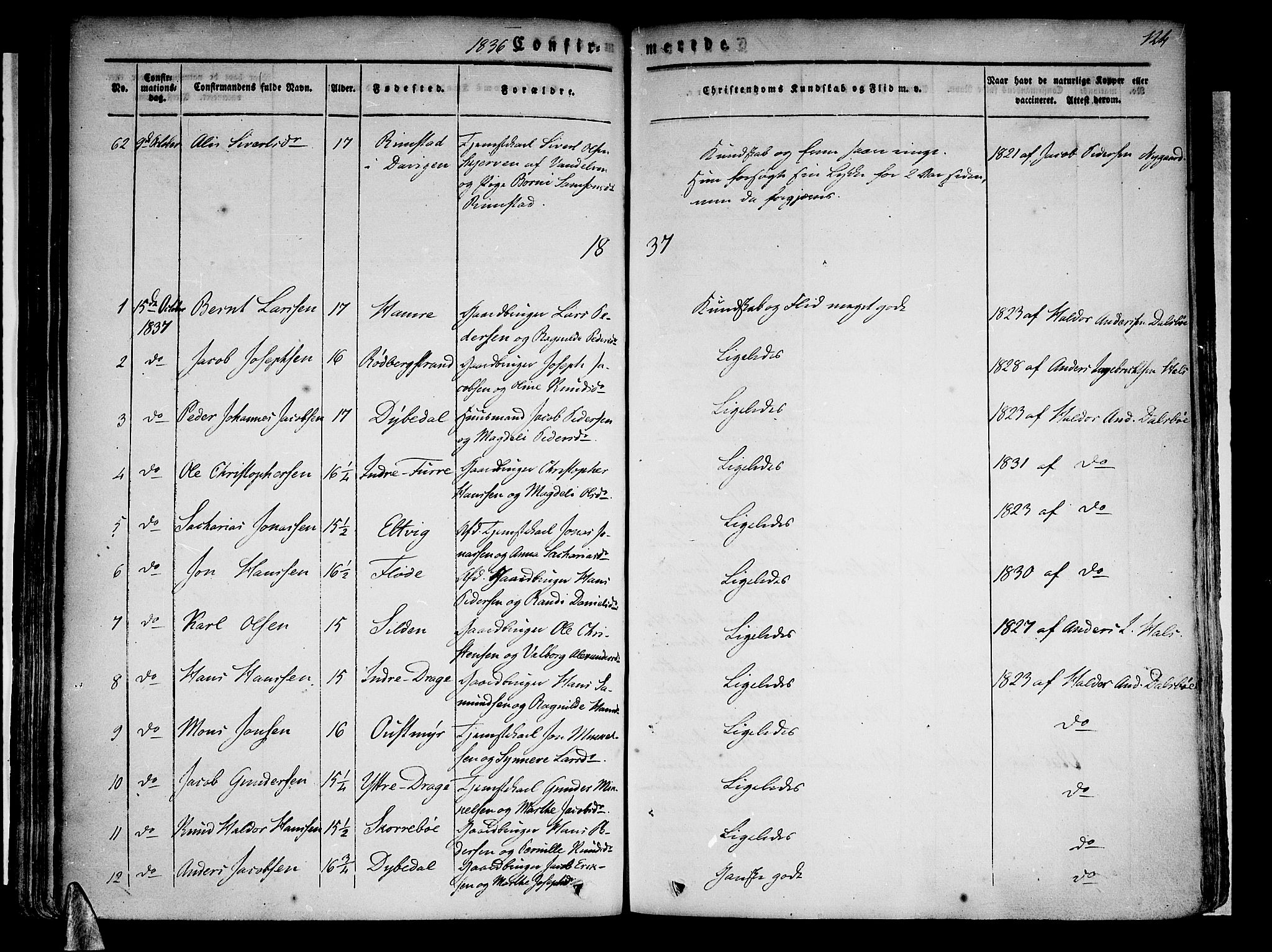Selje sokneprestembete, SAB/A-99938/H/Ha/Haa/Haaa: Parish register (official) no. A 9, 1829-1844, p. 124