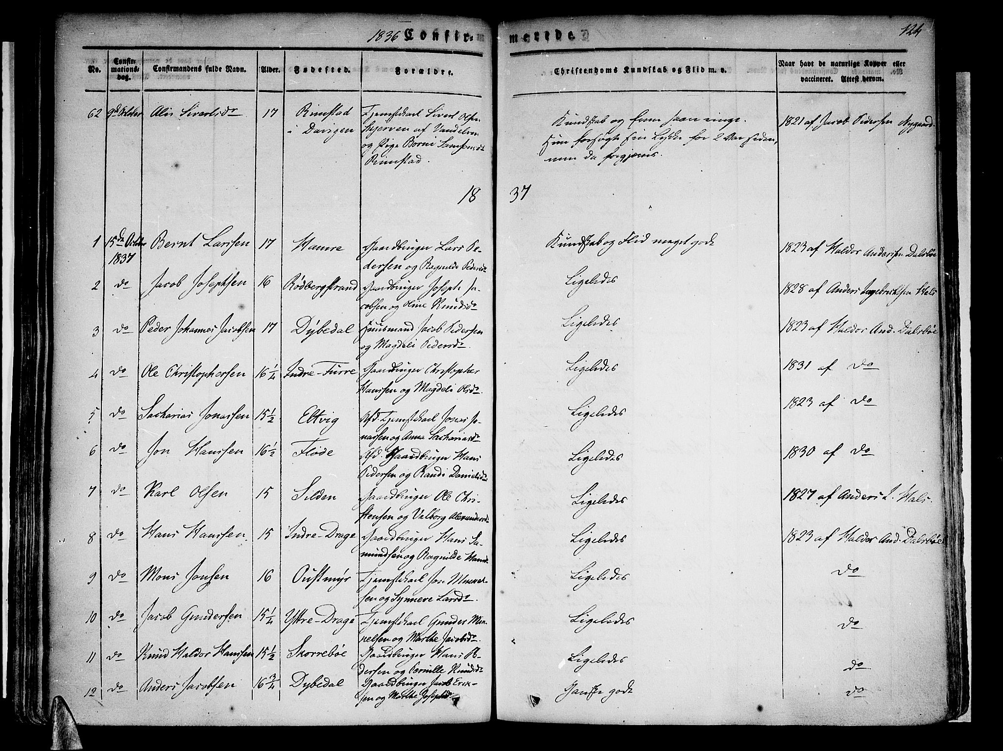 Selje sokneprestembete, AV/SAB-A-99938/H/Ha/Haa/Haaa: Parish register (official) no. A 9, 1829-1844, p. 124