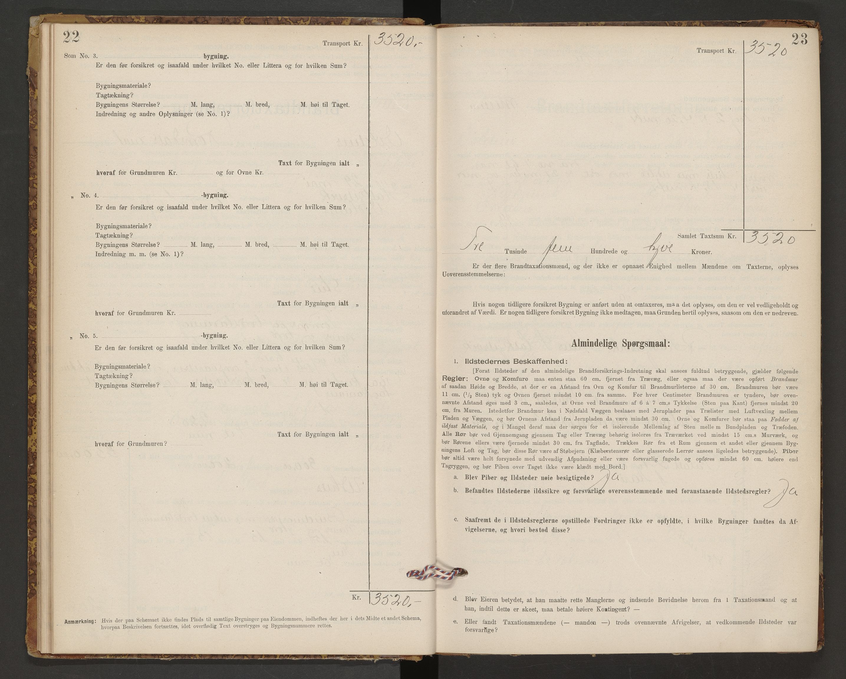 Norges Brannkasse Volda, AV/SAT-A-5488/F/Fb/L0001: Branntakstprotokoll, 1905-1944, p. 22-23