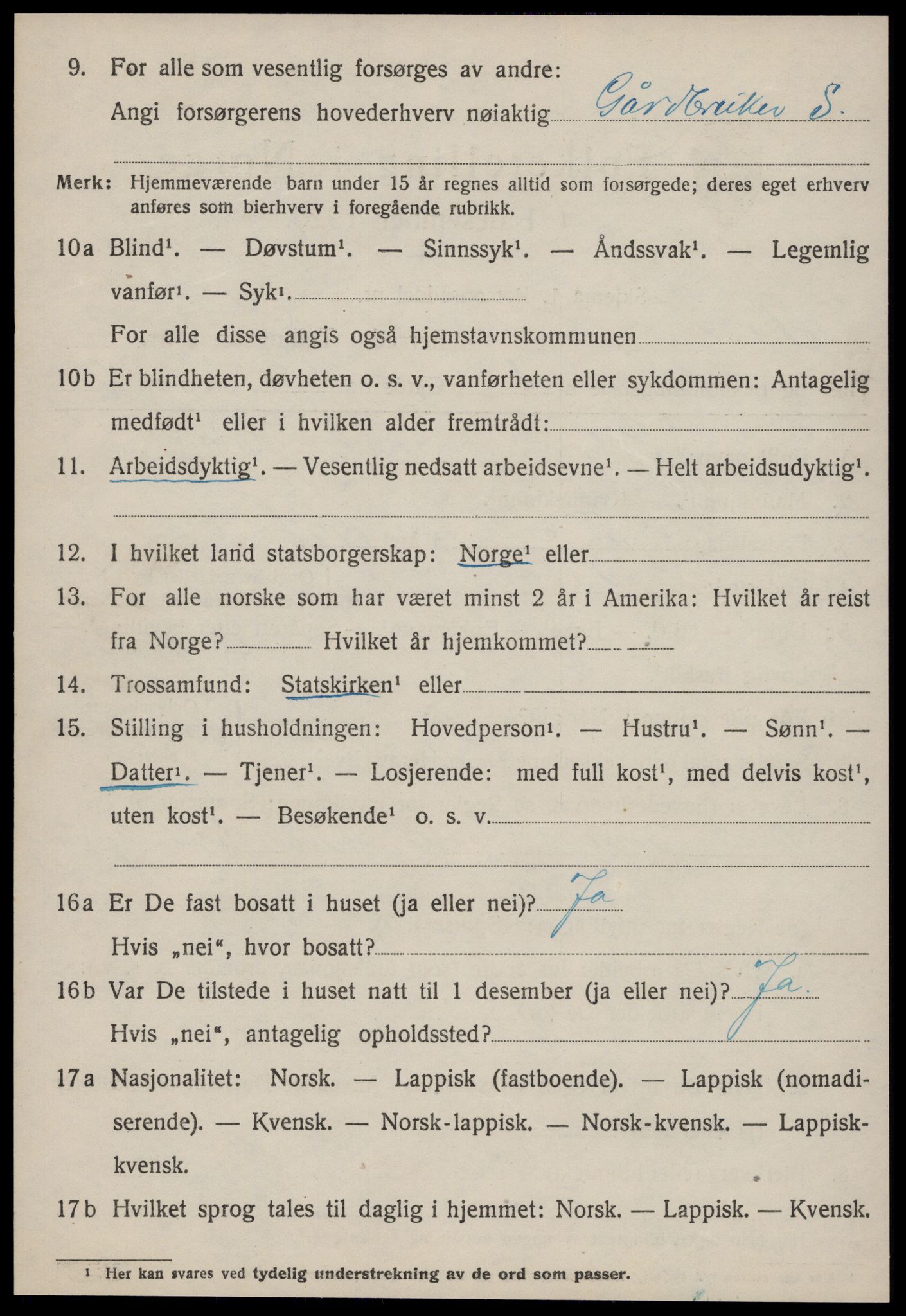 SAT, 1920 census for Horg, 1920, p. 2325