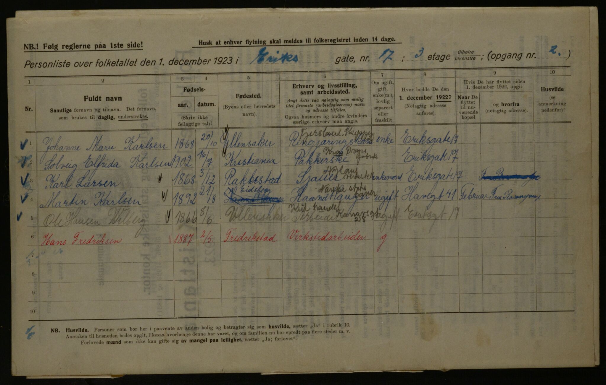 OBA, Municipal Census 1923 for Kristiania, 1923, p. 22404