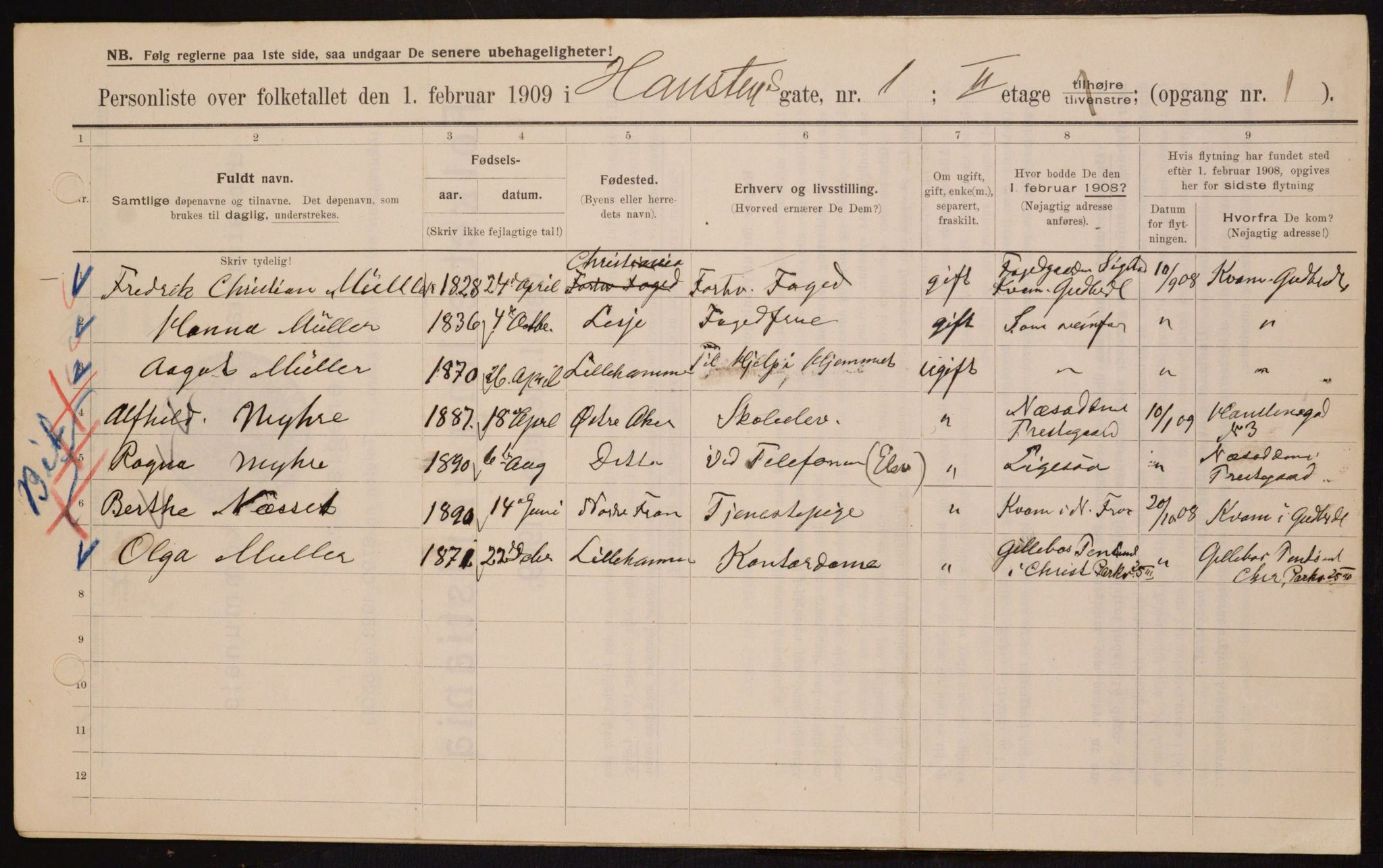 OBA, Municipal Census 1909 for Kristiania, 1909, p. 31469