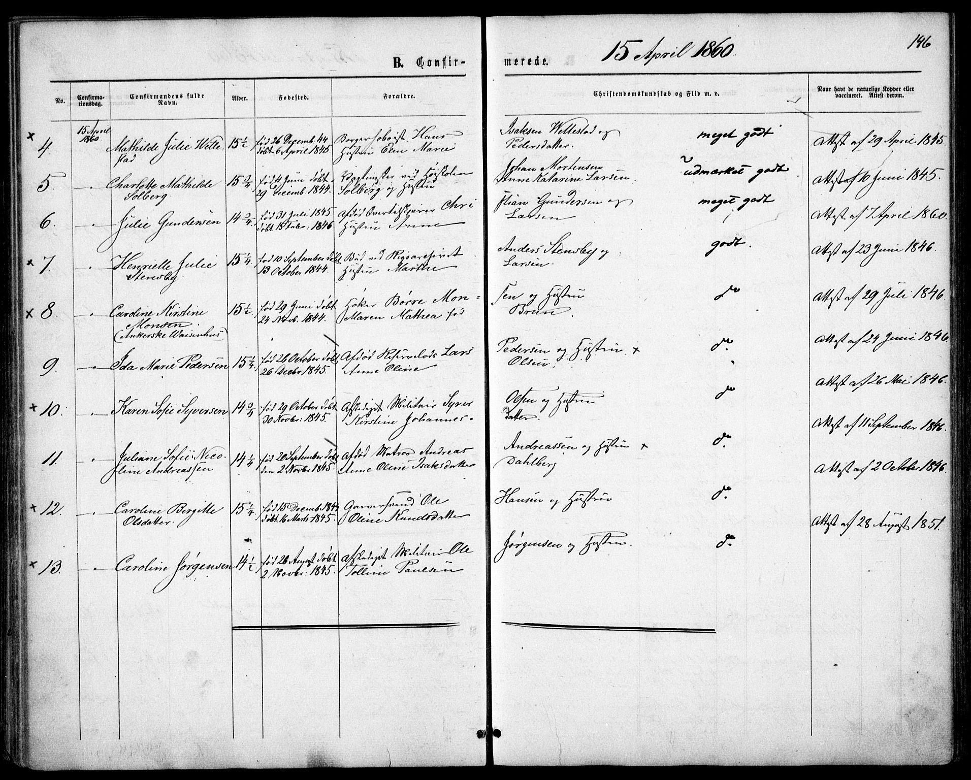 Garnisonsmenigheten Kirkebøker, AV/SAO-A-10846/F/Fa/L0010: Parish register (official) no. 10, 1859-1869, p. 146