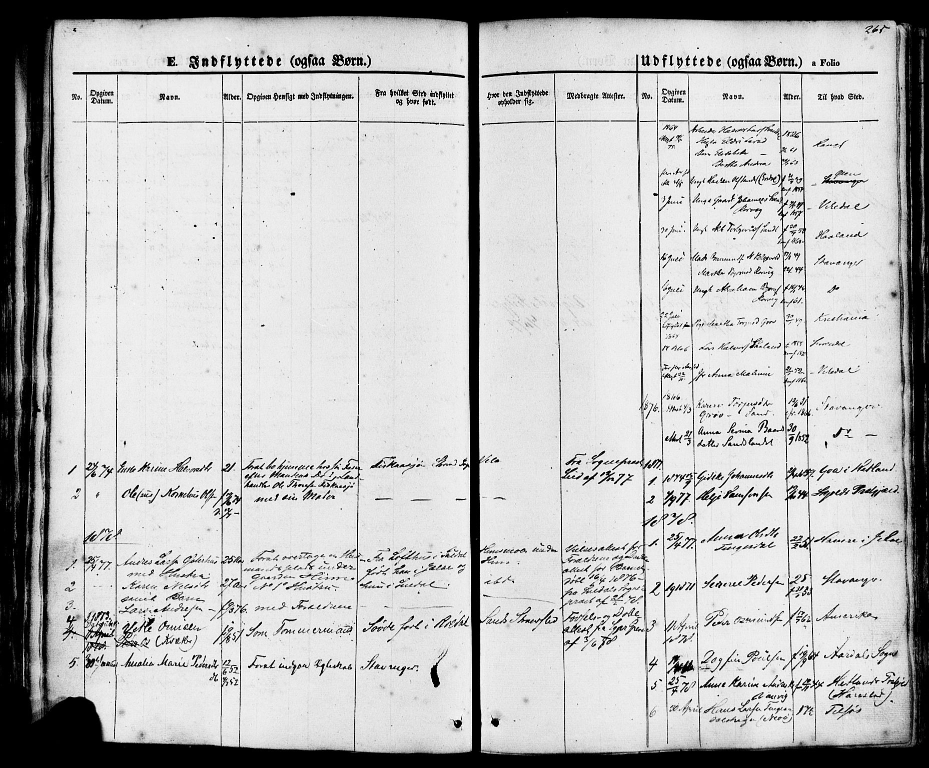 Sand sokneprestkontor, AV/SAST-A-101848/01/III/L0003: Parish register (official) no. A 3, 1854-1879, p. 265