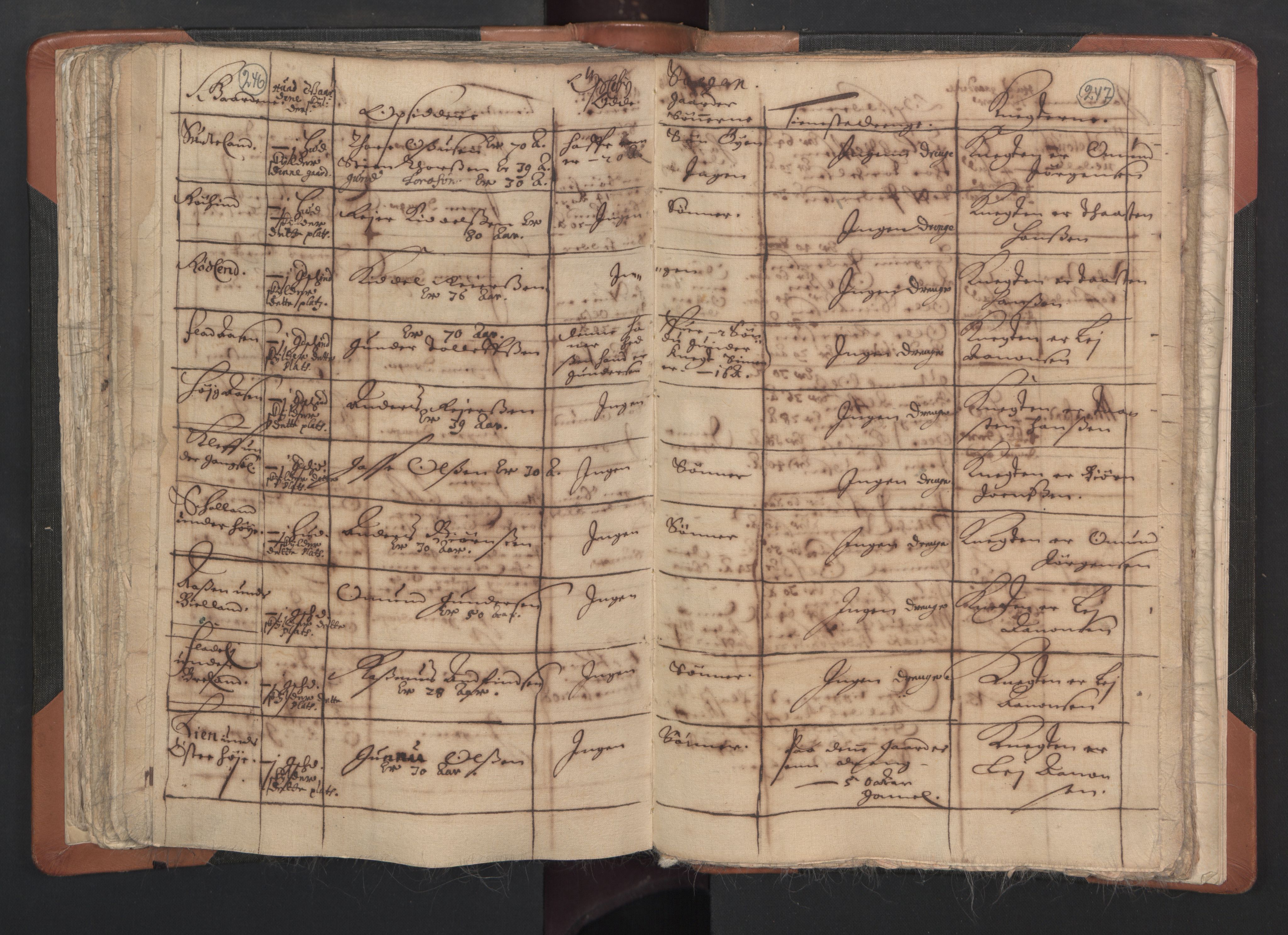 RA, Vicar's Census 1664-1666, no. 15: Mandal deanery, 1664-1666, p. 246-247