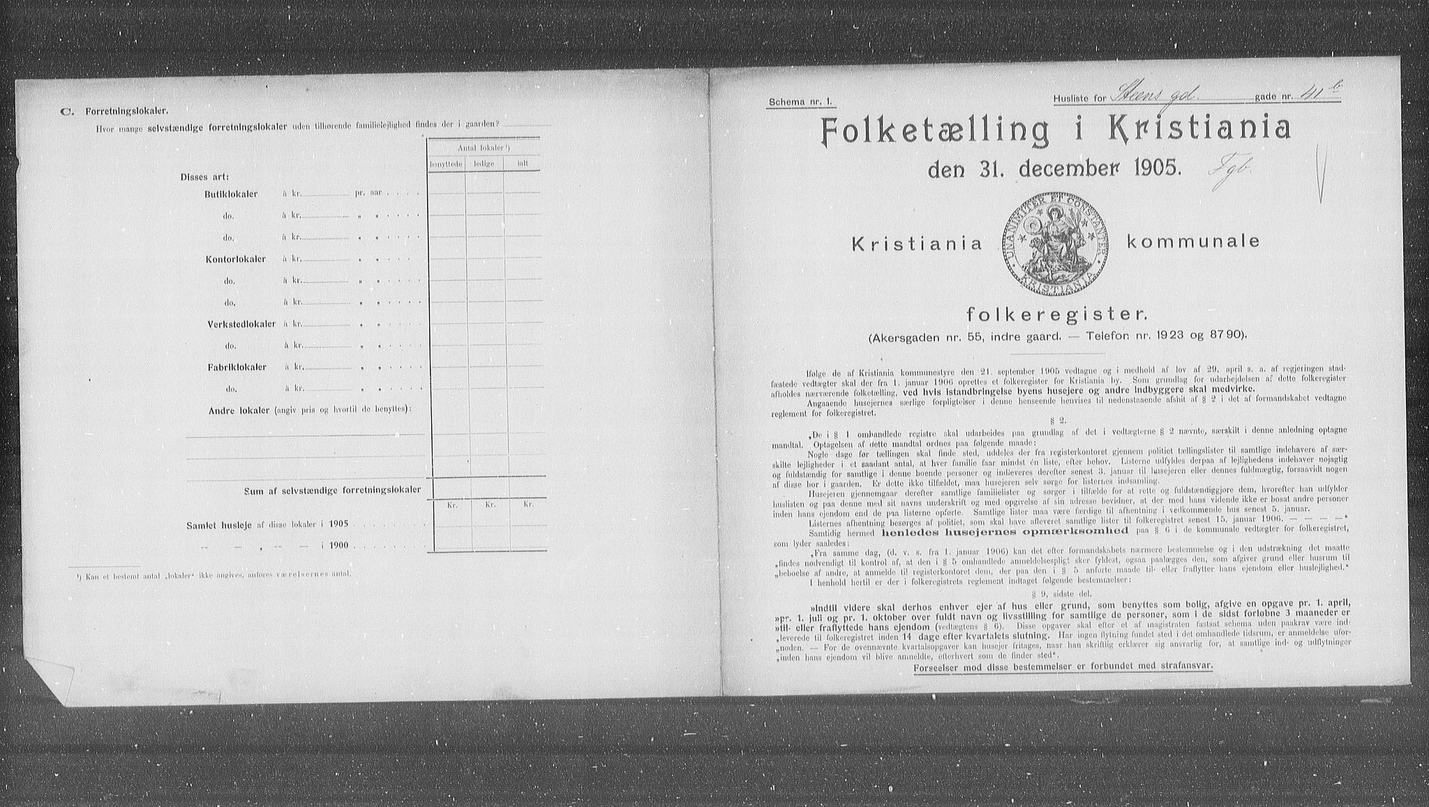 OBA, Municipal Census 1905 for Kristiania, 1905, p. 52585