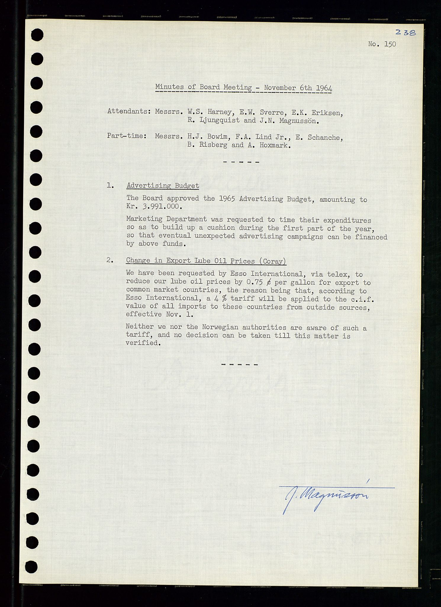 Pa 0982 - Esso Norge A/S, AV/SAST-A-100448/A/Aa/L0001/0004: Den administrerende direksjon Board minutes (styrereferater) / Den administrerende direksjon Board minutes (styrereferater), 1963-1964, p. 25