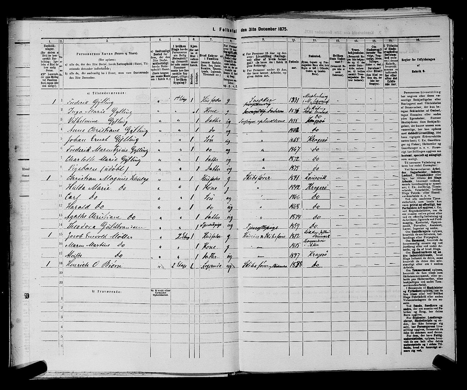 SAKO, 1875 census for 0801P Kragerø, 1875, p. 398