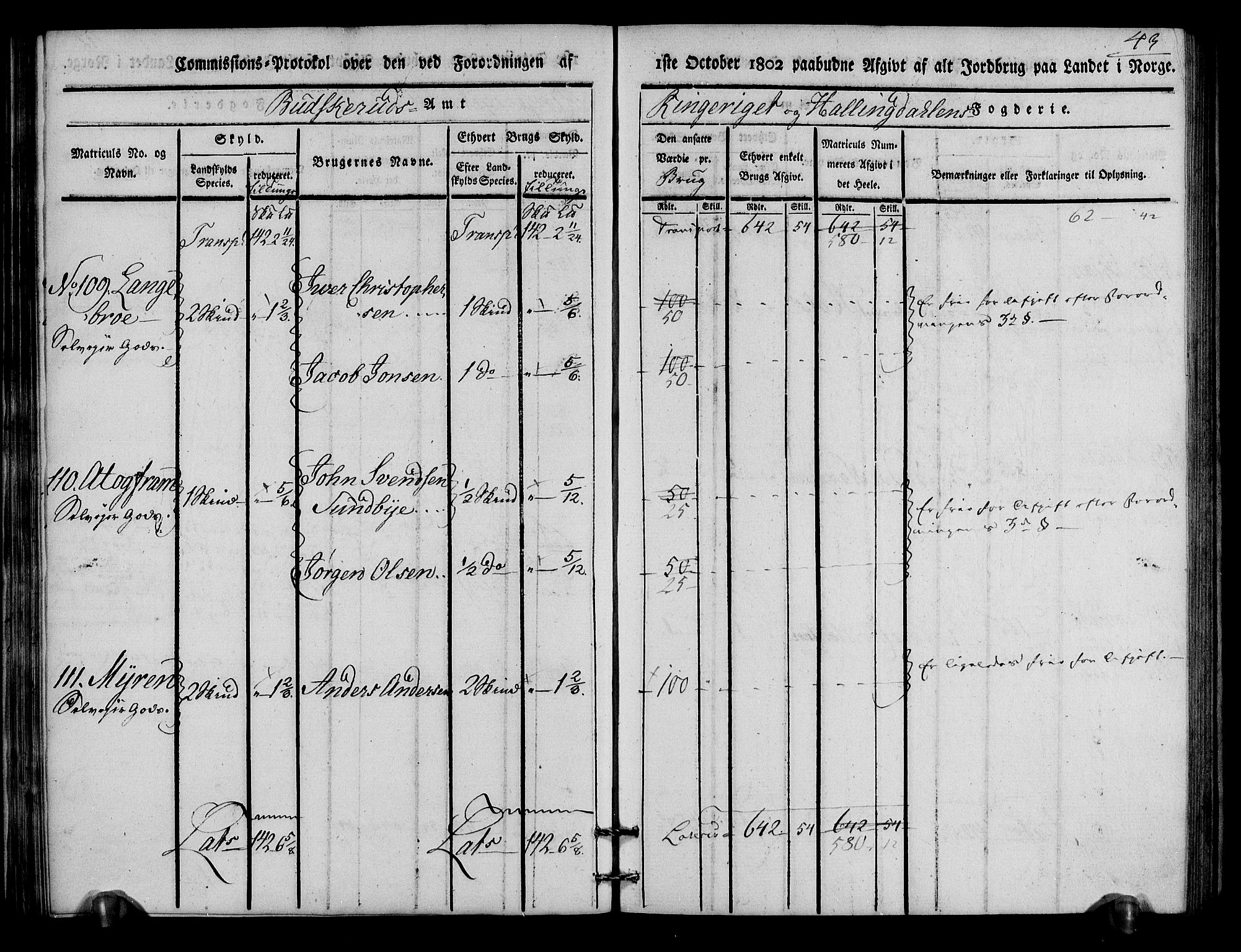 Rentekammeret inntil 1814, Realistisk ordnet avdeling, AV/RA-EA-4070/N/Ne/Nea/L0046: Ringerike og Hallingdal fogderi. Kommisjonsprotokoll for Hole prestegjeld, 1803, p. 44