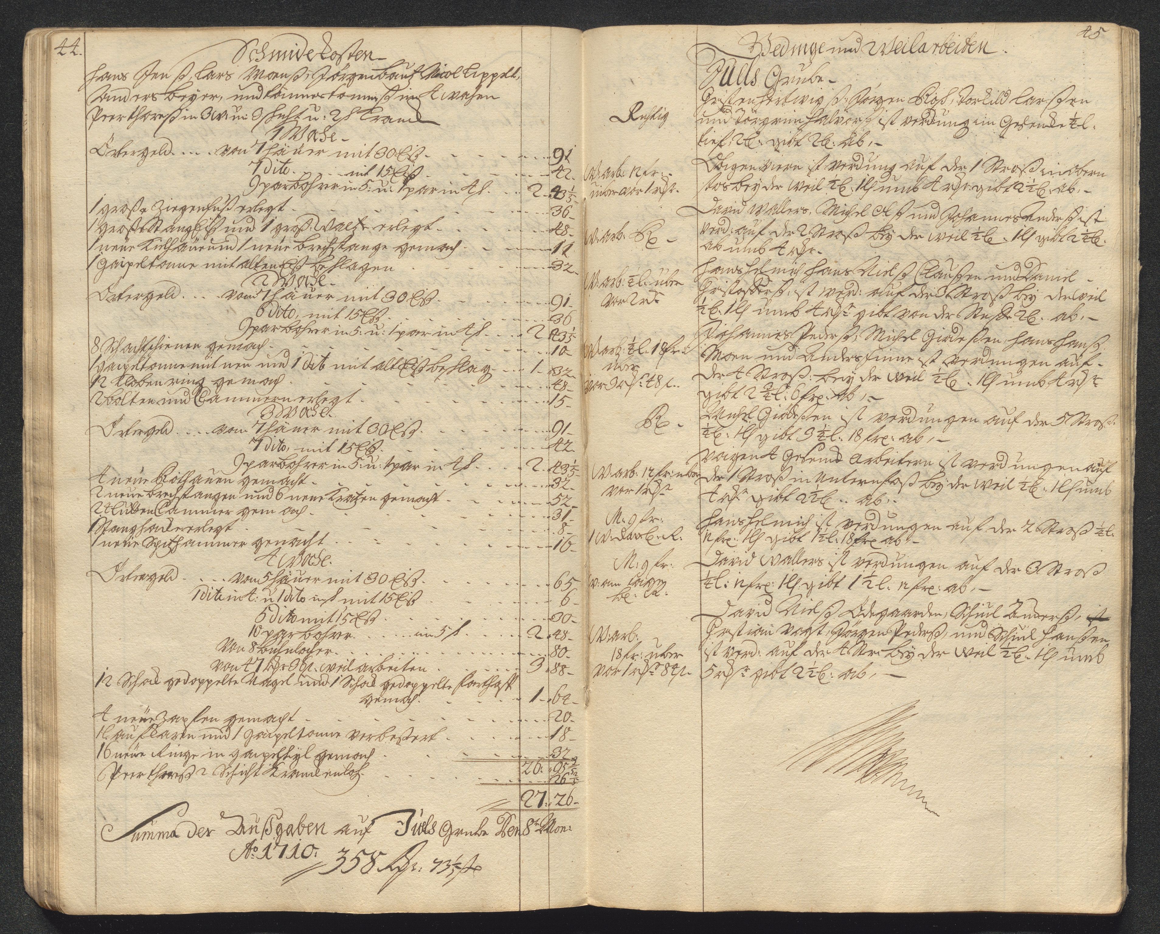 Kongsberg Sølvverk 1623-1816, AV/SAKO-EA-3135/001/D/Dc/Dcd/L0099: Utgiftsregnskap for gruver m.m., 1710, p. 351
