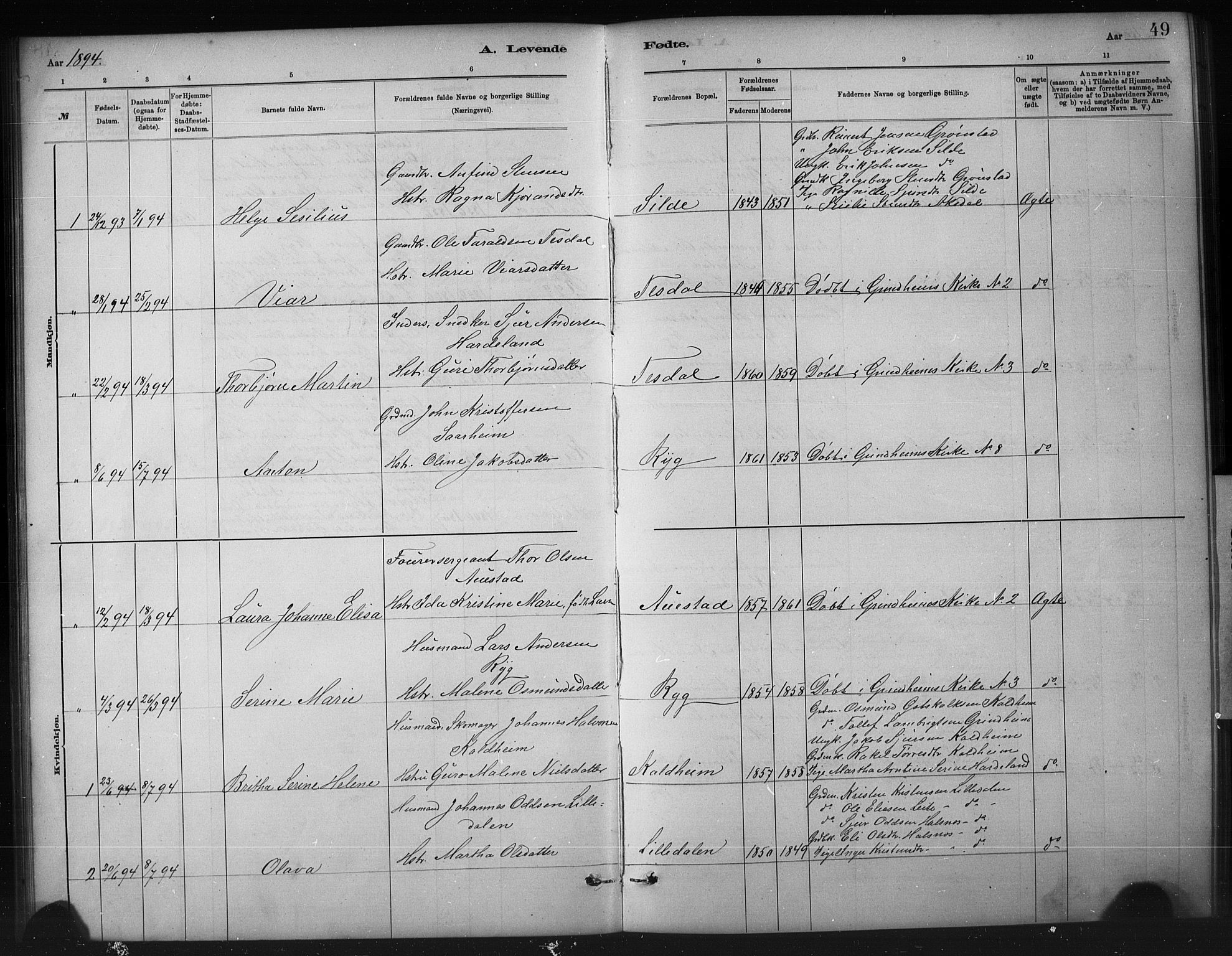 Etne sokneprestembete, SAB/A-75001/H/Hab: Parish register (copy) no. A 5, 1879-1896, p. 49