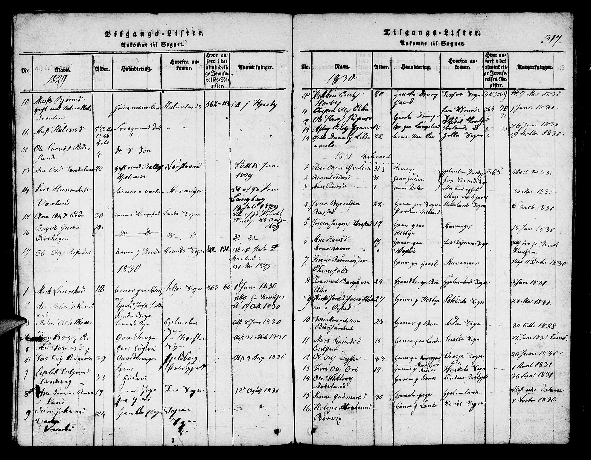 Finnøy sokneprestkontor, SAST/A-101825/H/Ha/Hab/L0001: Parish register (copy) no. B 1, 1816-1856, p. 317