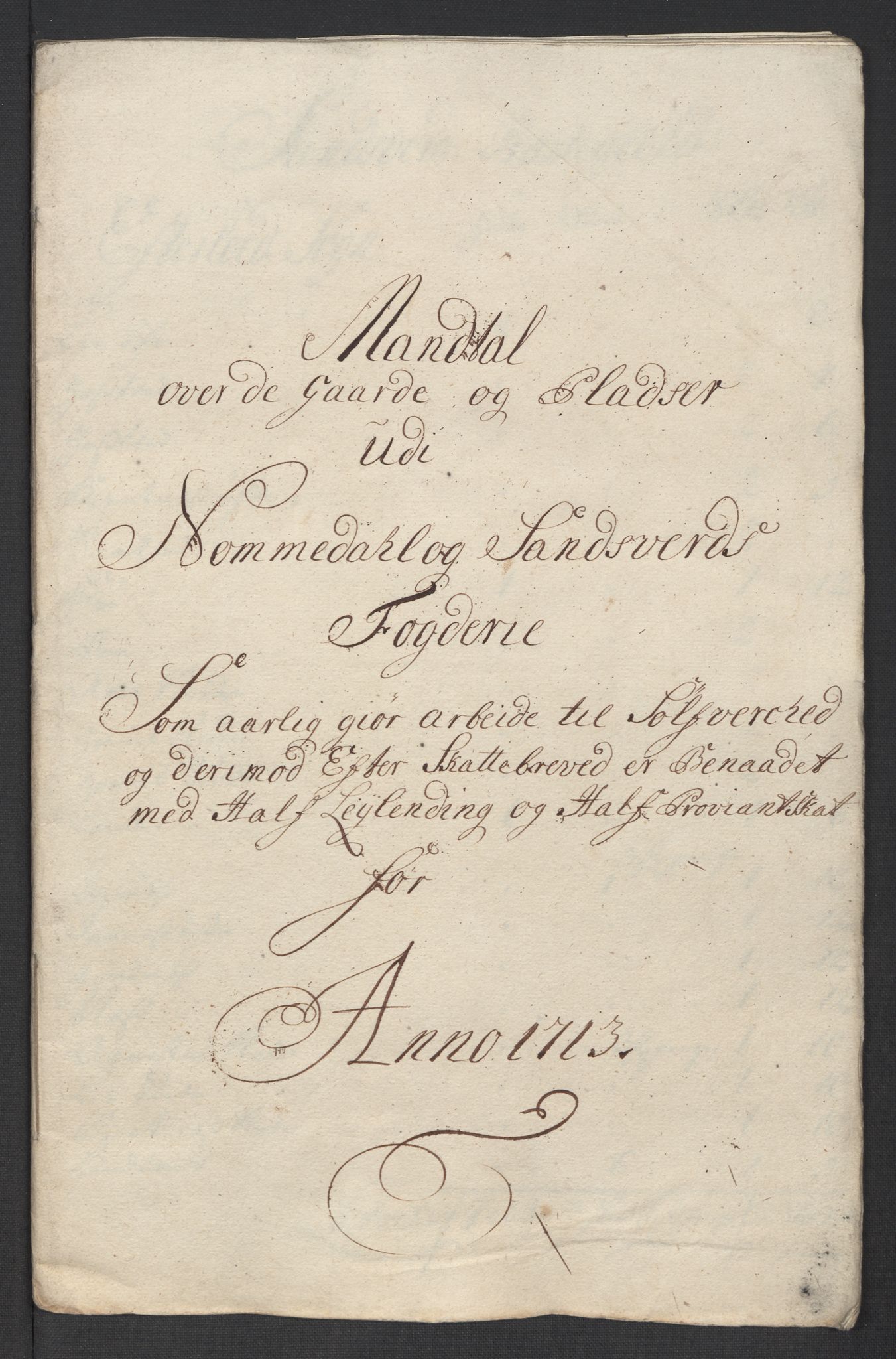 Rentekammeret inntil 1814, Reviderte regnskaper, Fogderegnskap, RA/EA-4092/R24/L1588: Fogderegnskap Numedal og Sandsvær, 1713, p. 321