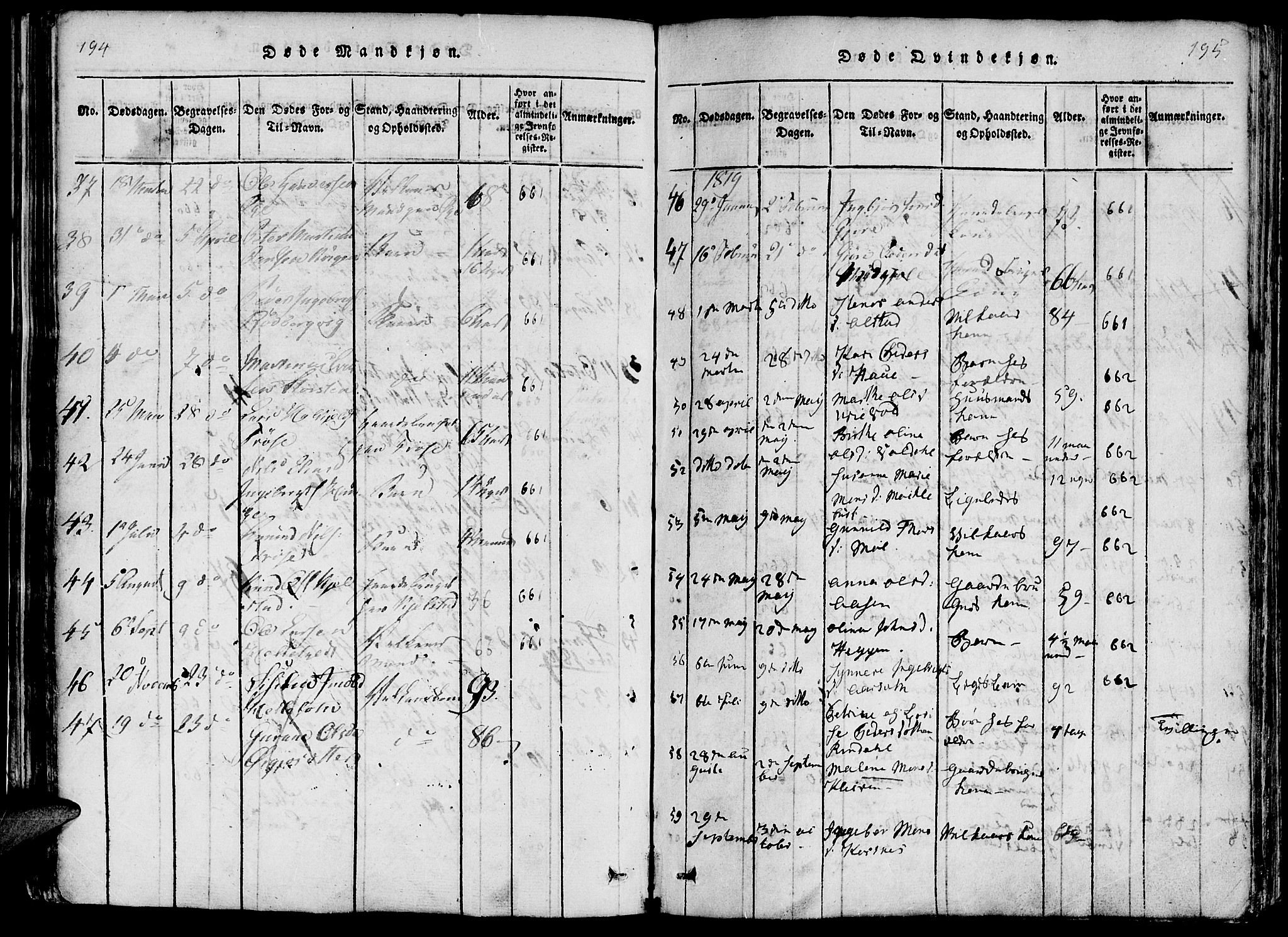 Ministerialprotokoller, klokkerbøker og fødselsregistre - Møre og Romsdal, SAT/A-1454/519/L0260: Parish register (copy) no. 519C01, 1817-1829, p. 194-195